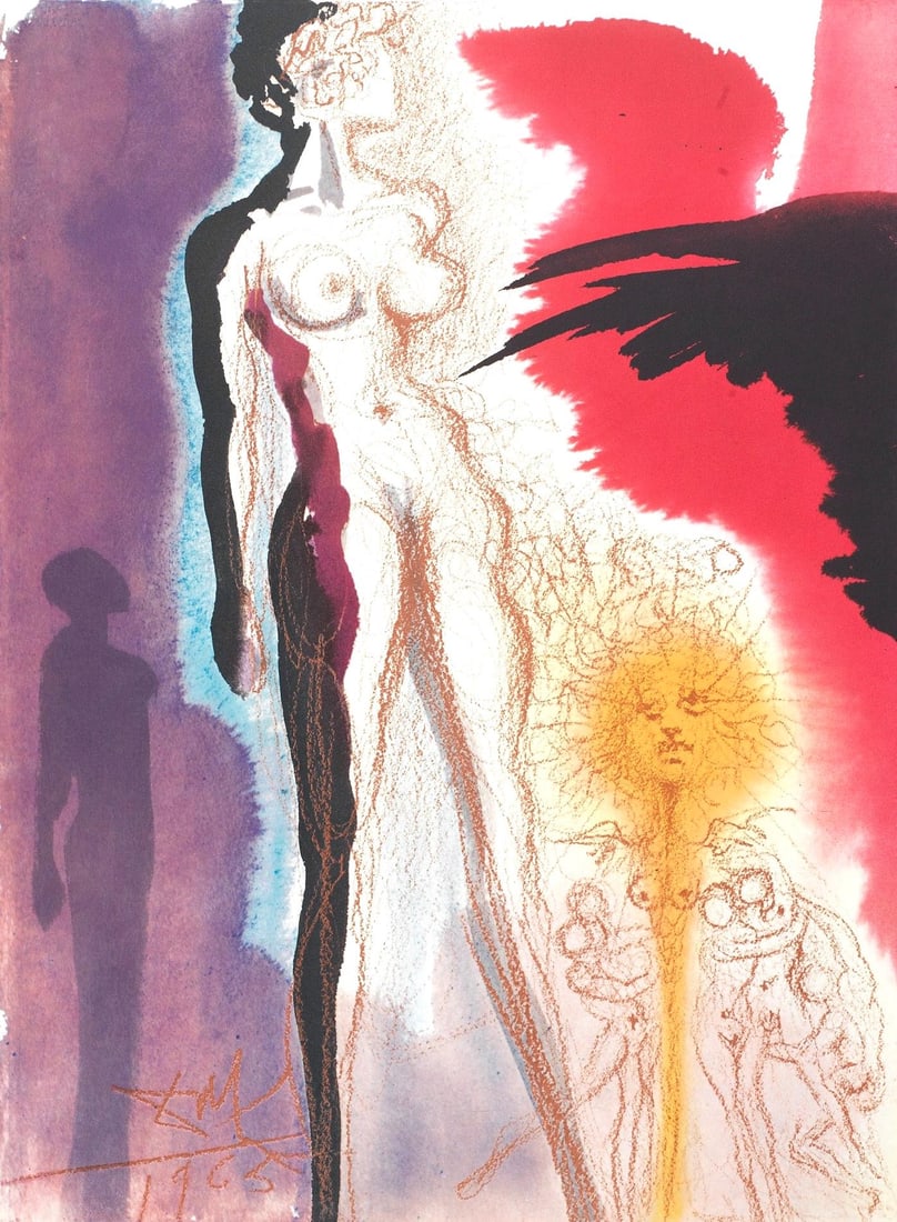 Salvador Dali, Composition (Michler/Lopsinger 1600; Field 69-3), Biblia Sacra, Limited Edition: Lithograph in colors on velin Fabriano charta ex meris pannis "ab alveo" manu fabricata, perlucidis figuris intexta paper. Paper size: 19 x 13.75 inches. Inscription: Signed in the plate and unnumbere
