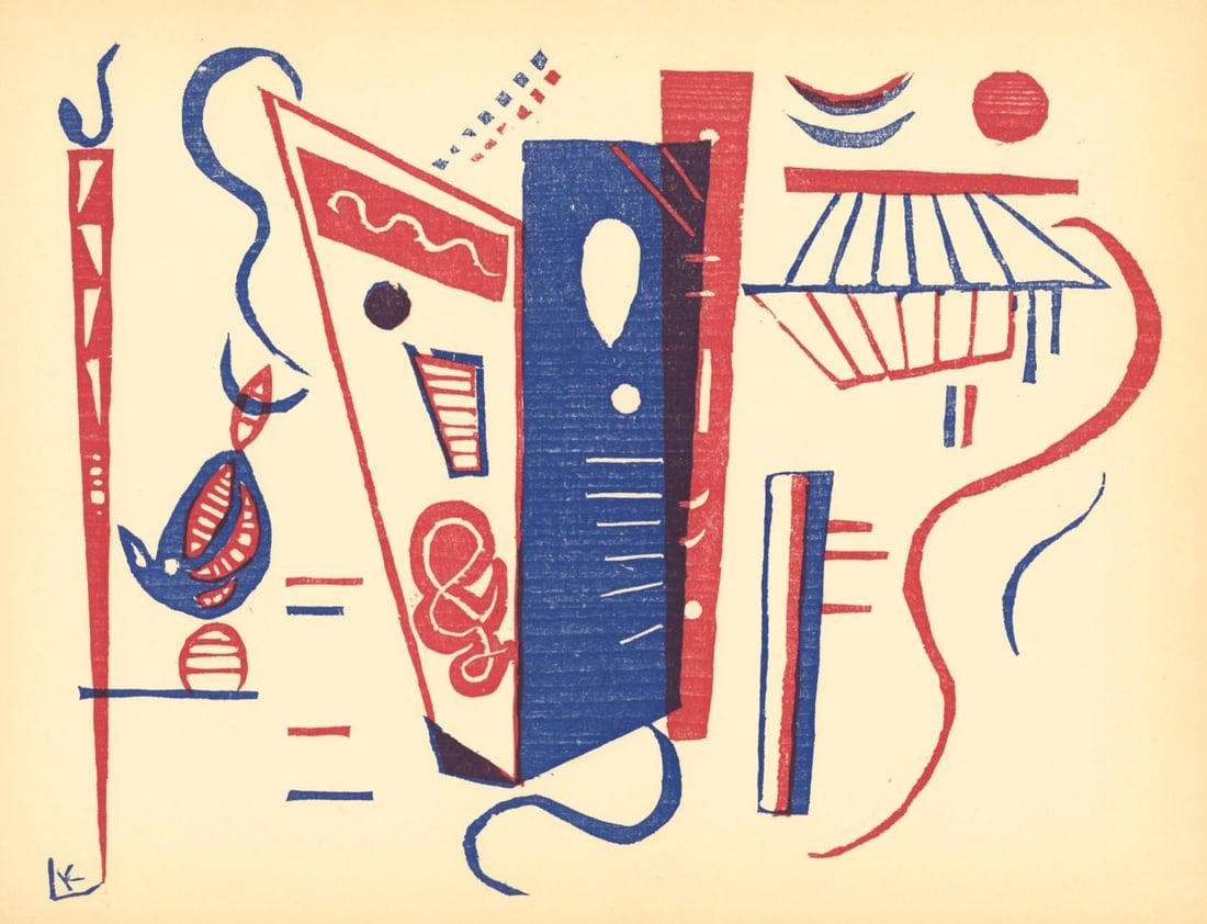 Wassily Kandinsky, Composition (Roethel 201), XXe siecle, Limited Edition Woodcut (1 of 4)