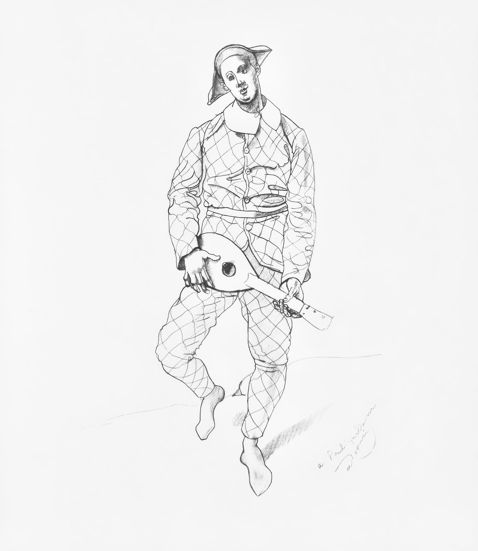 Andre Derain, Arlequin, Andre Derain, 1880-1954, Limited Edition Lithograph and Pochoir, 1961: Lithograph and pochoir on velin d'Arches paper. Paper Size: 23.75 x 20 inches. Inscription: Signed in the plate and unnumbered, as issued. Condition: Very good/excellent, consistent with age. Notes: F