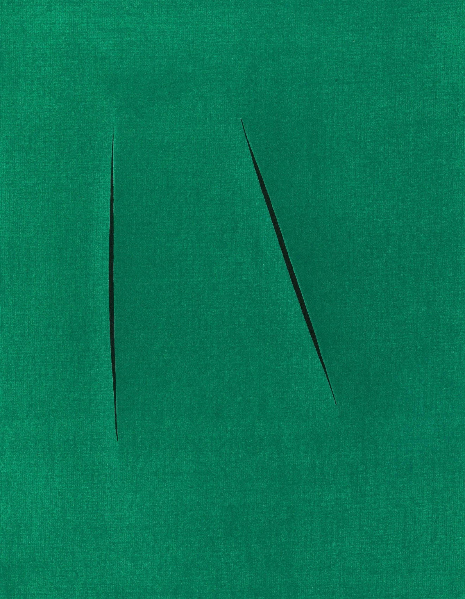 Lucio Fontana, Composition, XXe siecle, Limited Edition Lithograph: Lithograph and stencil on velin paper. Paper Size: 13.375 x 9.5 inches. Excellent condition. Inscription: Unsigned and unnumbered, as issued. Notes: From the volume, XXe Siecle, vol. n deg12, 1959.