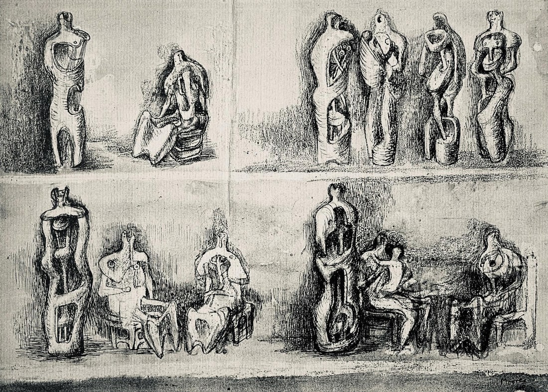 Henry Moore, Standing and Seated Figures, The Drawings of Henry Moore, Limited Edition Lithograph (1 of 4)