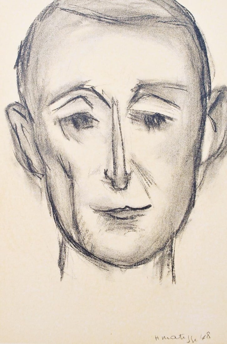 Henri Matisse, Albert Skira, Portraits par Henri Matisse, Limited Edition Heliogravure: Heliogravure on velin paper, mounted on velin paper backing sheet, as issued. Paper Size: 12 x 9.25 inches; image size: 9.05 x 5.91 inches. Inscription: Signed in the plate and unnumbered, as issued.