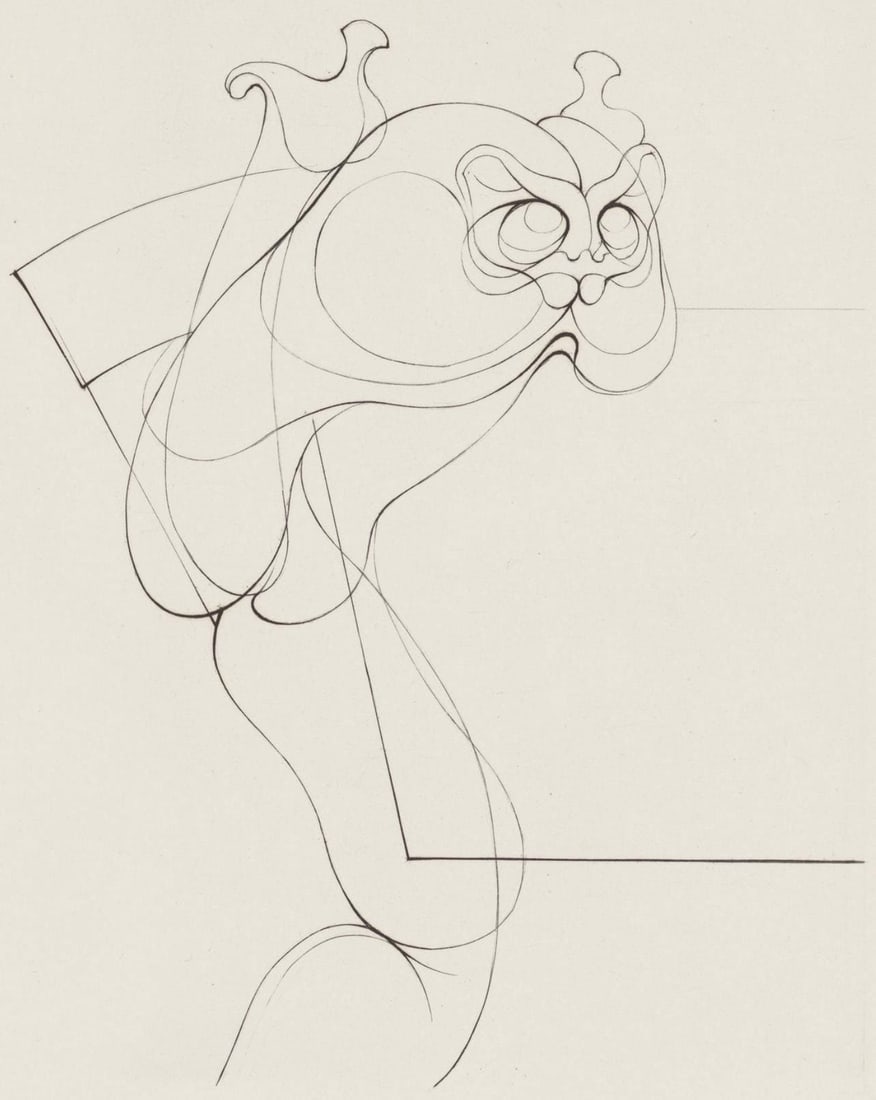 Hans Bellmer, Composition, Feuilles eparses, Limited Edition Etching: Etching on velin cuve de Rives paper. Paper size: 9.65 x 7.87 inches. Excellent condition. Inscription: Unsigned and unnumbered, as issued. Notes: From the folio, Feuilles eparses, 1965. Published