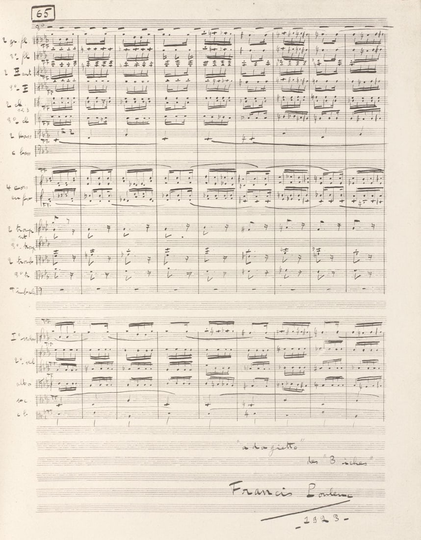 Francis Poulenc, Composition, Les Biches, Limited Edition Lithograph: Lithograph and stencil on papier velin des Manufactures d'Arches paper. Unsigned and unnumbered, as issued. Paper size: 11 x 8.875 inches. Excellent condition. Notes: From the volume, Les Biches, 1924