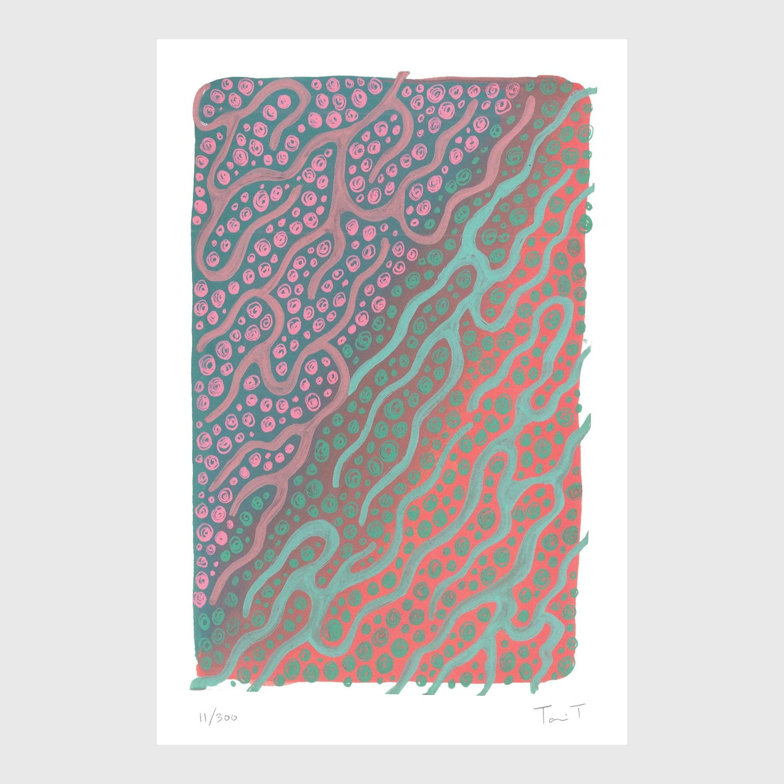 Cyan Drops with Multicolor Dots: Artist: Tanvi Thakur (1996) Title: Cyan Drops with Multicolor Dots, Drops With Dots Series Year: 2025 Medium: Archival Pigment Print on Paper Edition: 300 Size: 8 x 12 inches Inscription: Signed and n