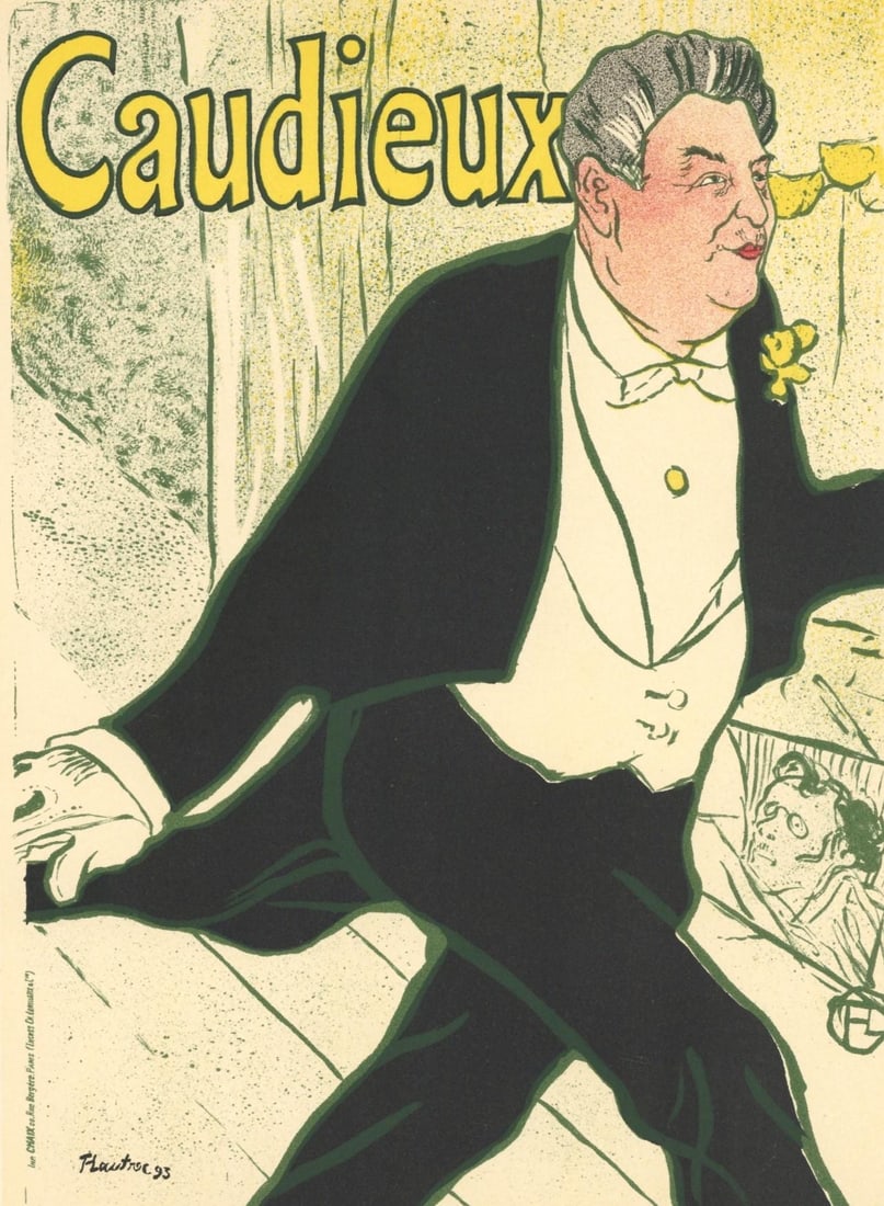 Henri de Toulouse-Lautrec, Caudieux, Les Affiches De Toulouse-Lautrec, Limited Edition Lithograph: Lithograph on grand velin Filigrane a sa marque paper. Paper size: 12.5 x 9.75 inches; image size: 11.02 x 8.27 inches. Excellent condition. Inscription: Signed in the plate and unnumbered, as issued.