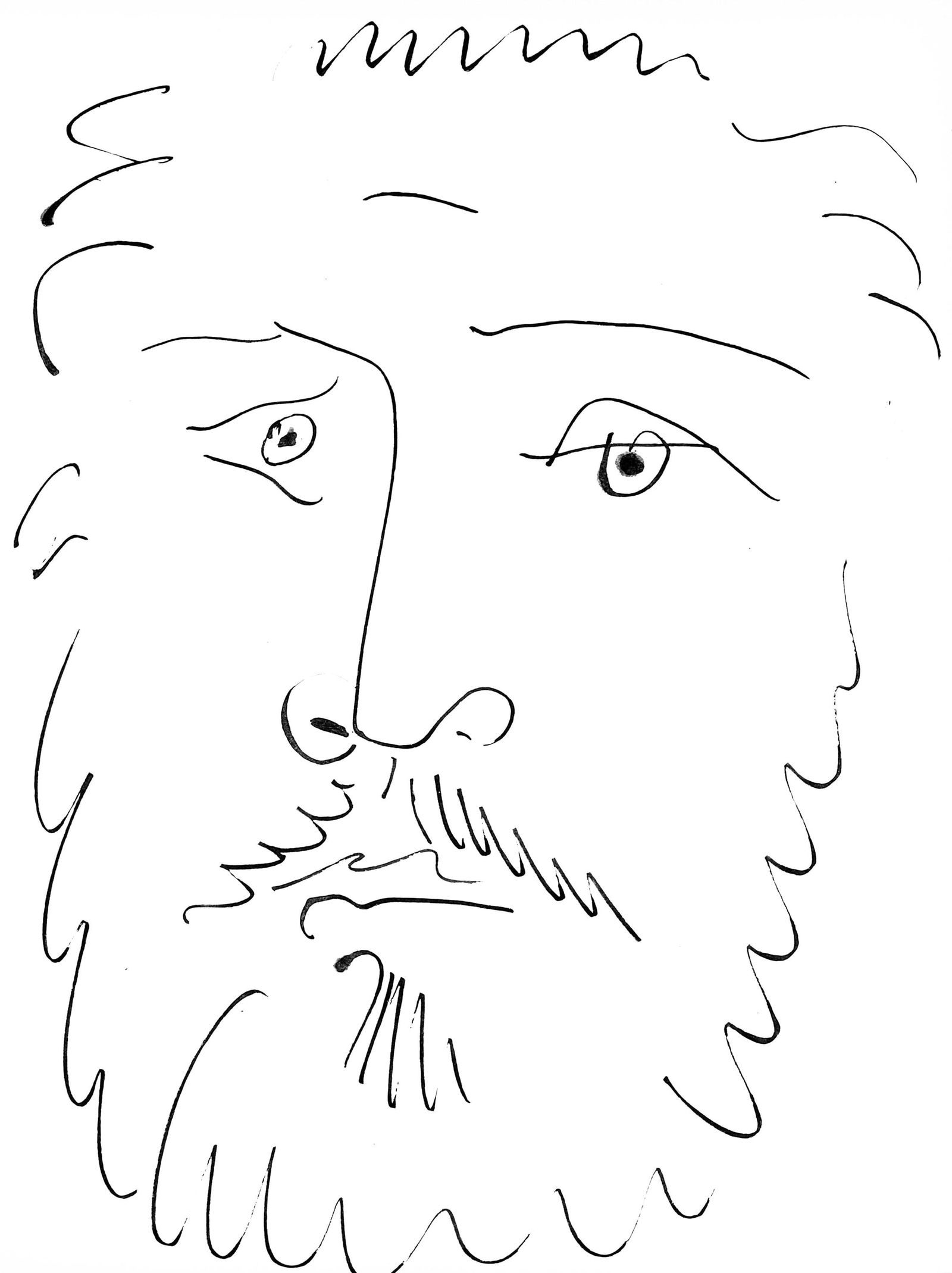 Pablo Picasso, Visage d'homme barbu, de face (Cramer 84; Johnson/S. 77), 40 dessins de Picasso en (1 of 4)
