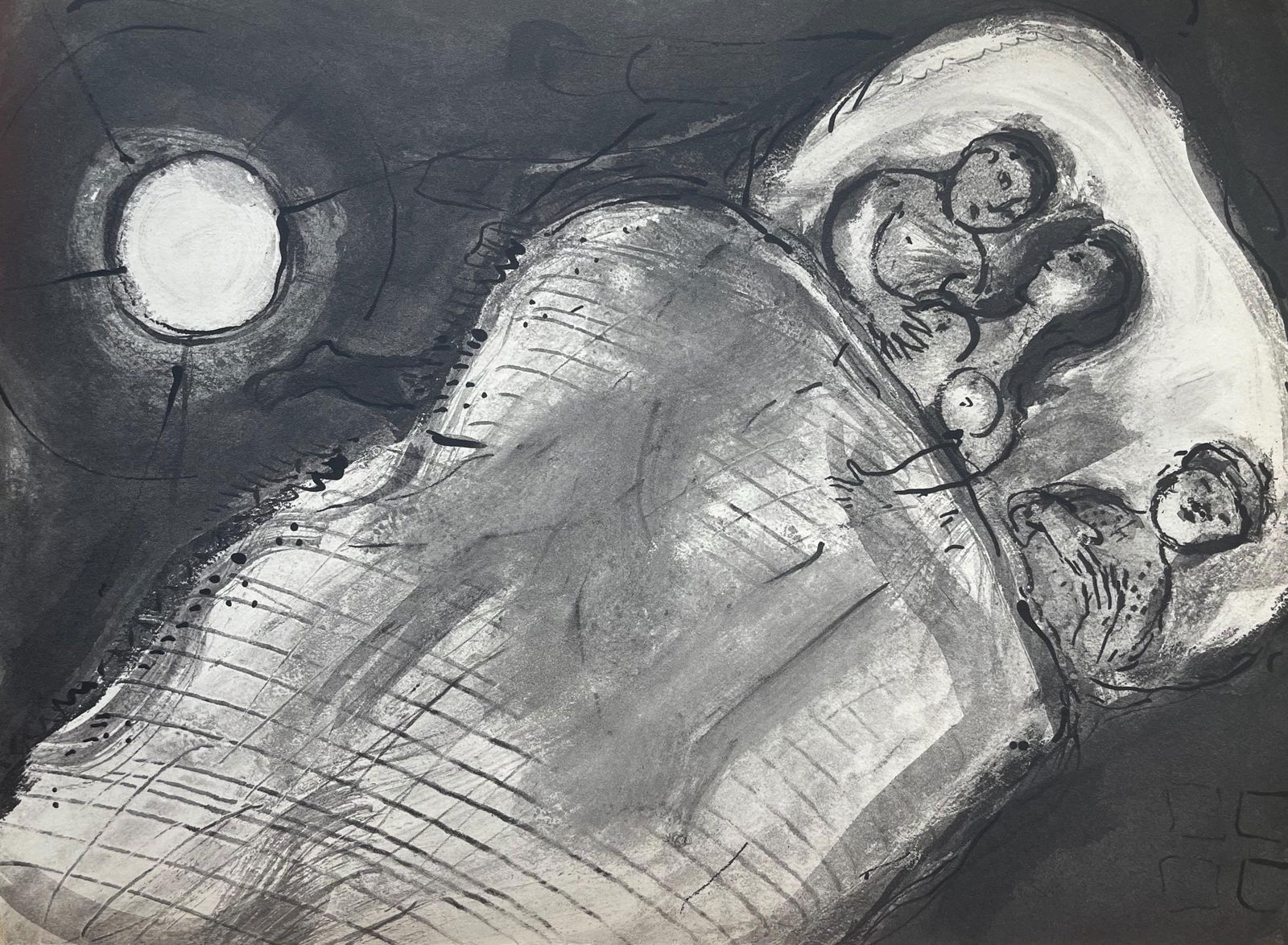 Marc Chagall, Composition, Contes de Boccace, Verve: Revue Artistique et Litteraire, Limited Edition: Lithograph on velin des Papeteries du Marais paper. Unsigned and unnumbered. Paper Size: 13.94 x 10.31 inches. Excellent condition. Notes: From the volume, Verve: Revue Artistique et Litteraire, Vol.