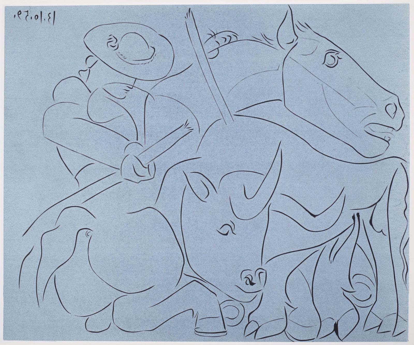 Pablo Picasso, La Pique cassee (Orozco 214), Grabados al linoleo, Limited Edition Linocut (1 of 4)