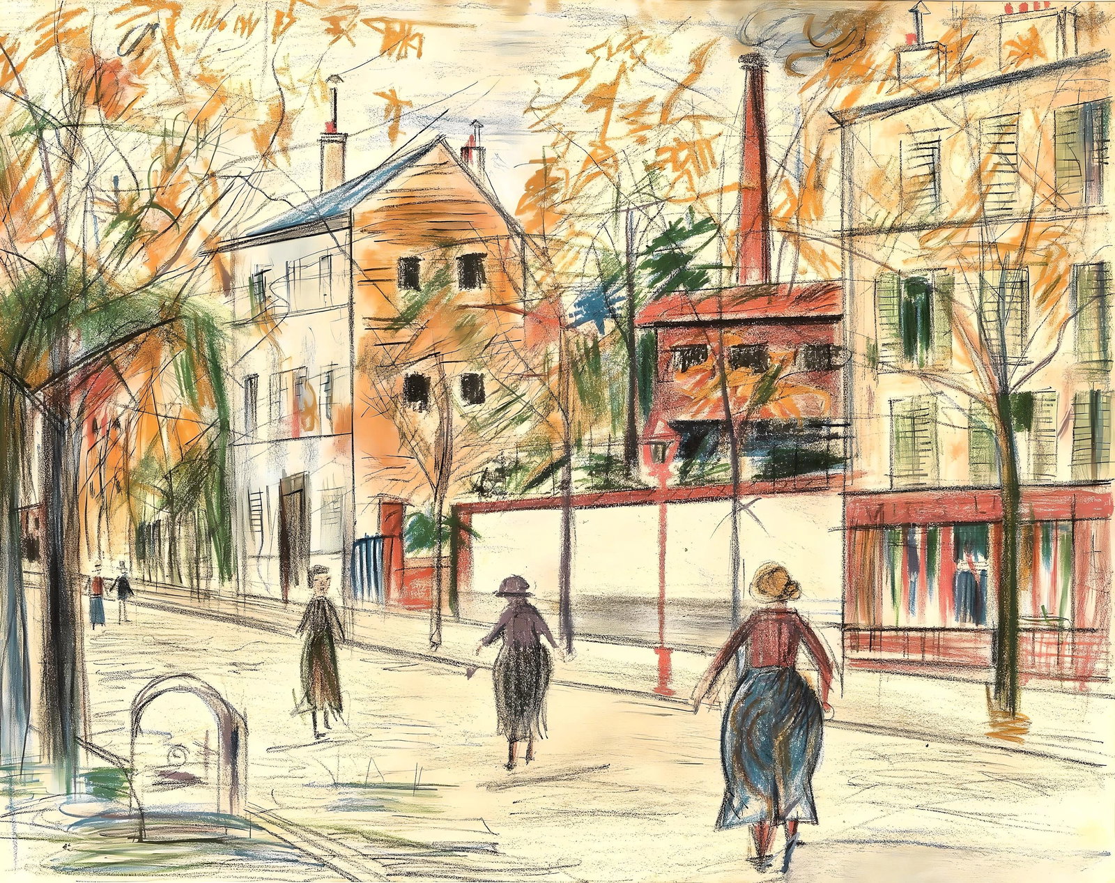 Maurice Utrillo, Composition, Eloge de Maurice Utrillo, Limited Edition Lithograph: Lithograph on velin Vidalon blanc paper. Paper size: 13.18 x 20.10 inches. Excellent condition, with centerfold, as issued. Unsigned and unnumbered, as issued. Notes: From the album, Eloge de Maurice