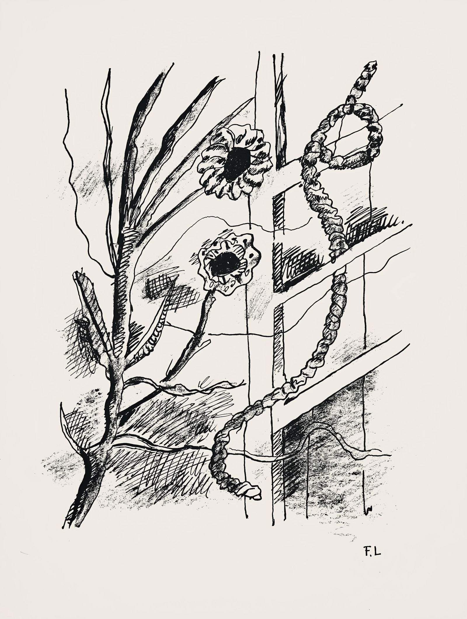 Fernand Leger, Composition (Saphire 24-38), Les Illuminations, Limited Edition Lithograph: Lithograph on papier velin teinte, fait a la main paper. Paper size: 13 x 9.75 inches. Excellent condition. Inscription: Unsigned and unnumbered, as issued. Notes: From the folio, Les Illuminations, 1