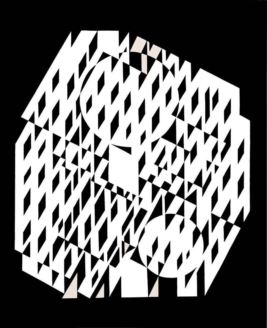 Victor Vasarely, Composition, Croisees, Limited Edition Heliogravure (1 of 4)