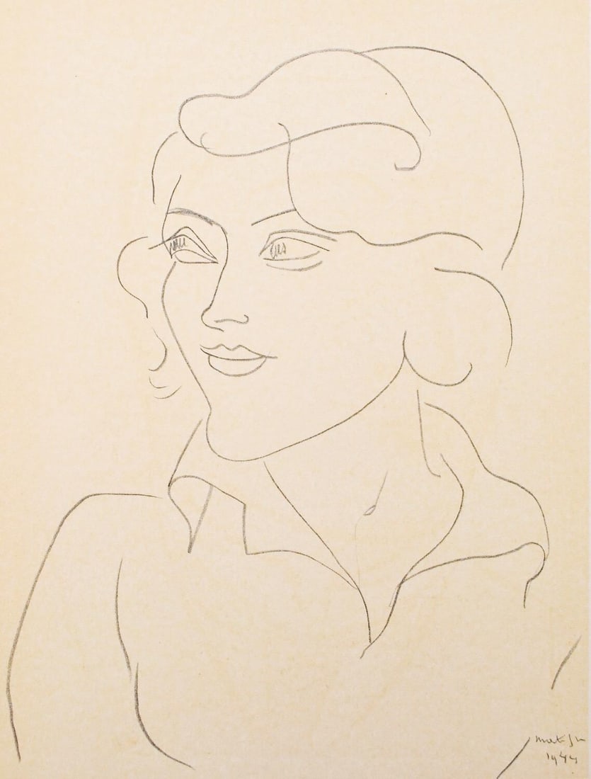 Henri Matisse, Mademoiselle A.Nelck, Portraits par Henri Matisse, Limited Edition Heliogravure: Heliogravure on velin paper, mounted on velin paper backing sheet, as issued. Paper Size: 12 x 9.25 inches; image size: 9.05 x 6.69 inches. Inscription: Unsigned and unnumbered, as issued. Condition: