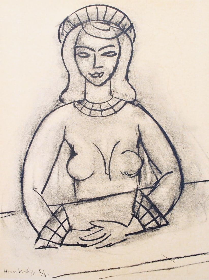 Henri Matisse, Mademoiselle A.Nelck, Portraits par Henri Matisse, Limited Edition Heliogravure: Heliogravure on velin paper, mounted on velin paper backing sheet, as issued. Paper Size: 12 x 9.25 inches; image size: 9.05 x 7.08 inches. Inscription: Signed in the plate and unnumbered, as issued.
