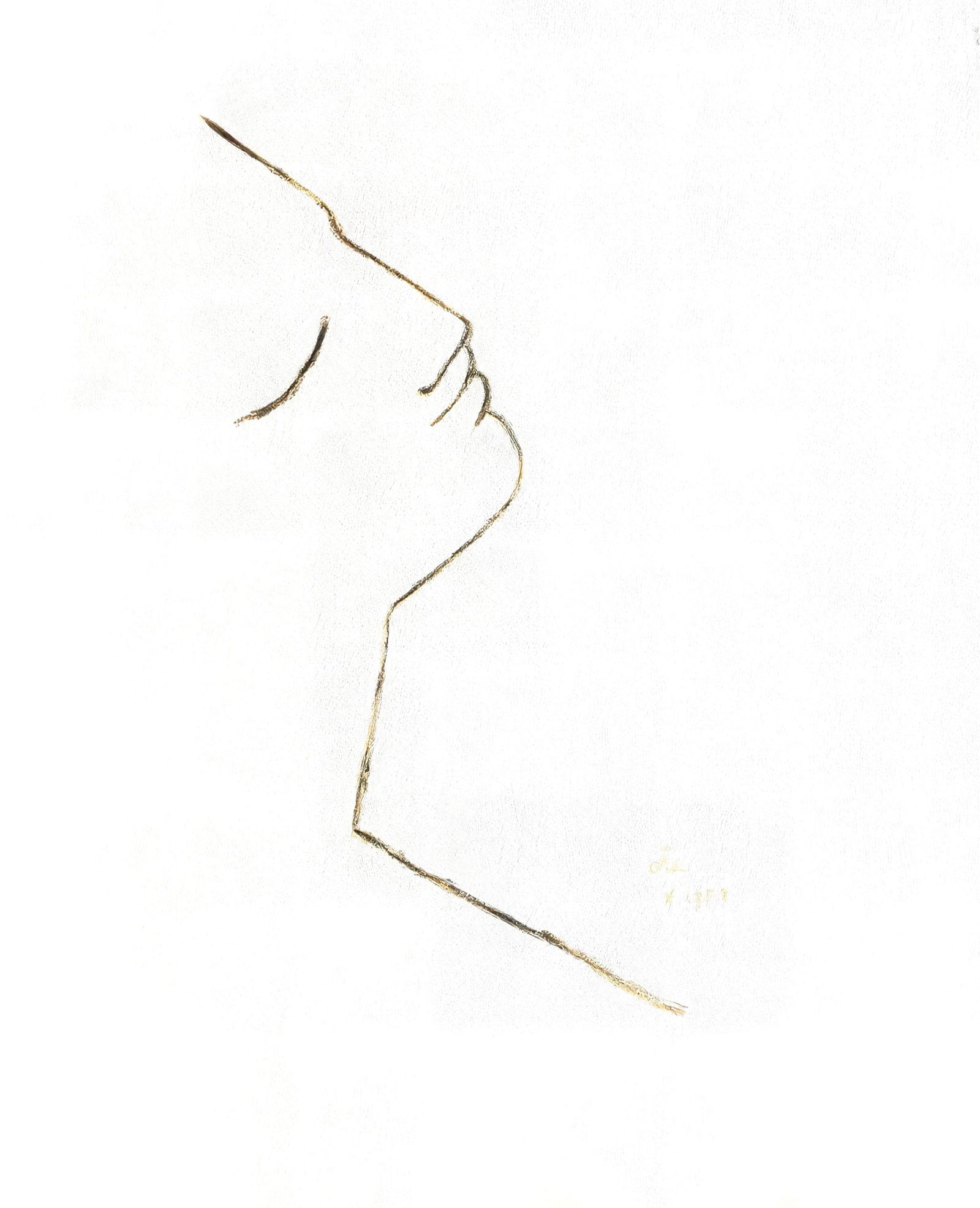 Jean Cocteau, Untitled, from Under the Coat of Fire, Limited Edition Lithograph, 1955: This exquisite lithograph by Jean Cocteau (1889-1963), titled Sans titre (Untitled), originates from the 1955 album Sous le manteau de feu, Poems, douze lithographies originales de Jean Cocteau de