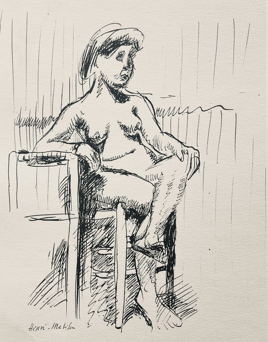 Henri Matisse, Composition (Dutel 3), Dessins de Henri-Matisse, Limited Edition Lithograph: Lithograph on velin Lafuma paper. Unsigned and unnumbered. Paper Size: 10 x 8 inches. Excellent condition. Notes: From the album, Dessins de Henri-Matisse, 1925. Published by Editions des Quatre Chemi