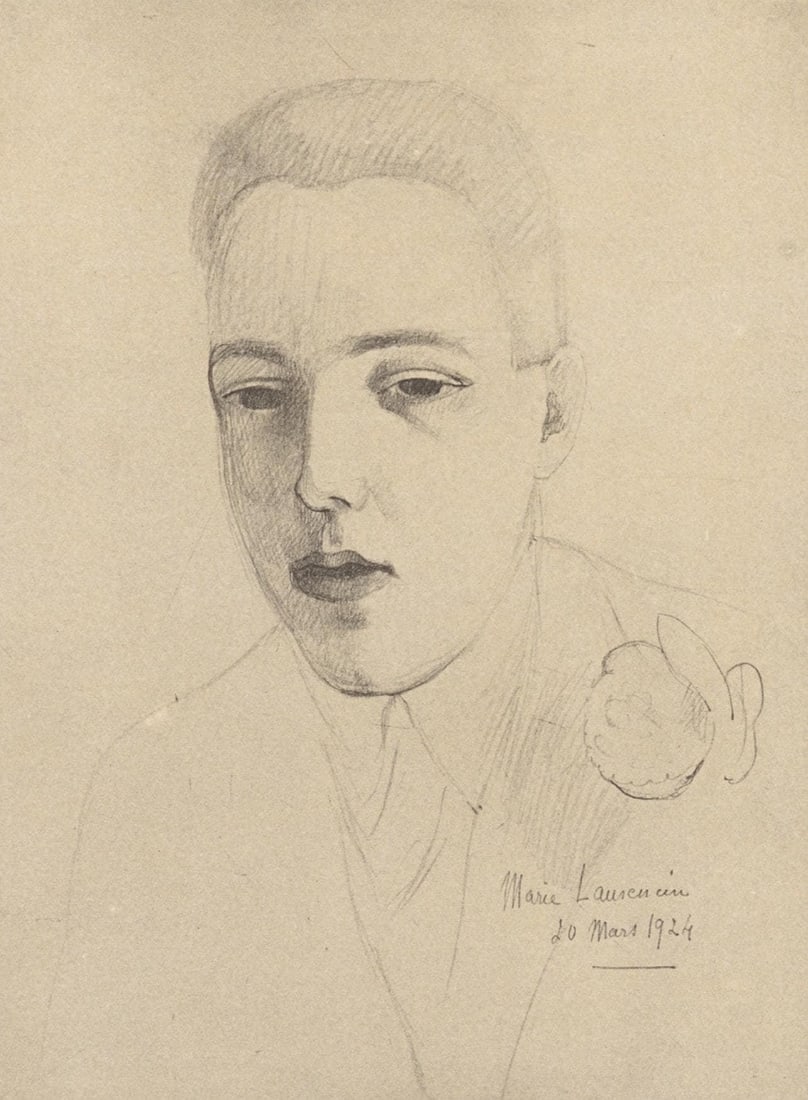 Marie Laurencin, Composition, Les Biches, Limited Edition Lithograph: Lithograph and stencil on papier velin des Manufactures d'Arches paper. Unsigned and unnumbered, as issued. Paper size: 11 x 8.875 inches. Excellent condition. Notes: From the volume, Les Biches, 1924