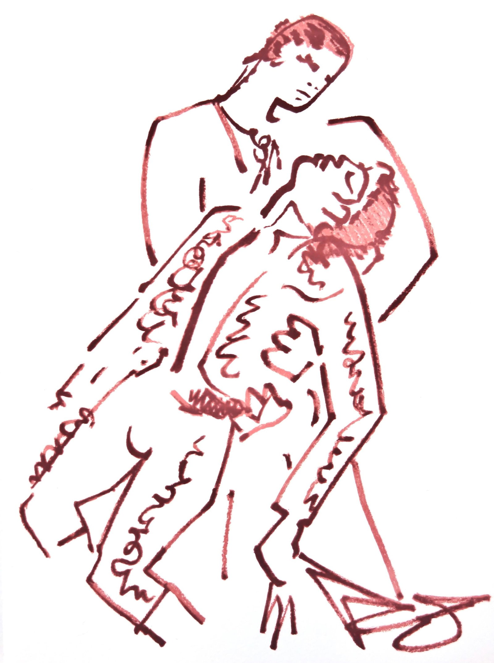 Jean Cocteau, Le torero blesse, Taureaux, Lithographies de Jean Cocteau, Limited Edition Lithograph: Lithograph on velin de Rives paper. Paper Size: 15 x 11 inches. Inscription: Unsigned and unnumbered, as issued. Condition: Very good/excellent, consistent with age. Notes: From the folio, Taureaux, L