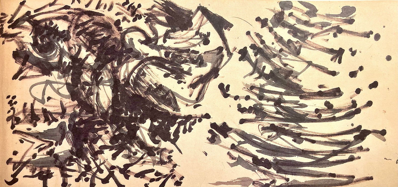 Jackson Pollock, Composition, Jackson Pollock, The Last Sketchbook, Limited Edition Lithograph: Lithograph on velin Mohawk paper. Inscription: unsigned and unnumbered, as issued. Paper Size: 5 x 12 inches. Excellent condition. Notes: From the album, Jackson Pollock, The Last Sketchbook, 1982.