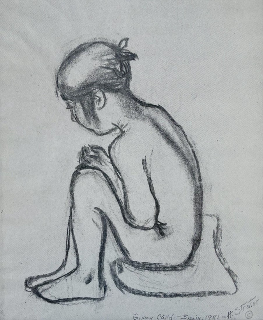 Henry Strater, Composition, 24 Drawings by Henry Strater, Limited Edition Lithograph: Lithograph on velin paper. Signed in the plate and unnumbered, as issued. Paper size: 20.5 x 13.5 inches. Excellent condition. Notes: From the folio, 24 Drawings by Henry Strater, 1963. Published by