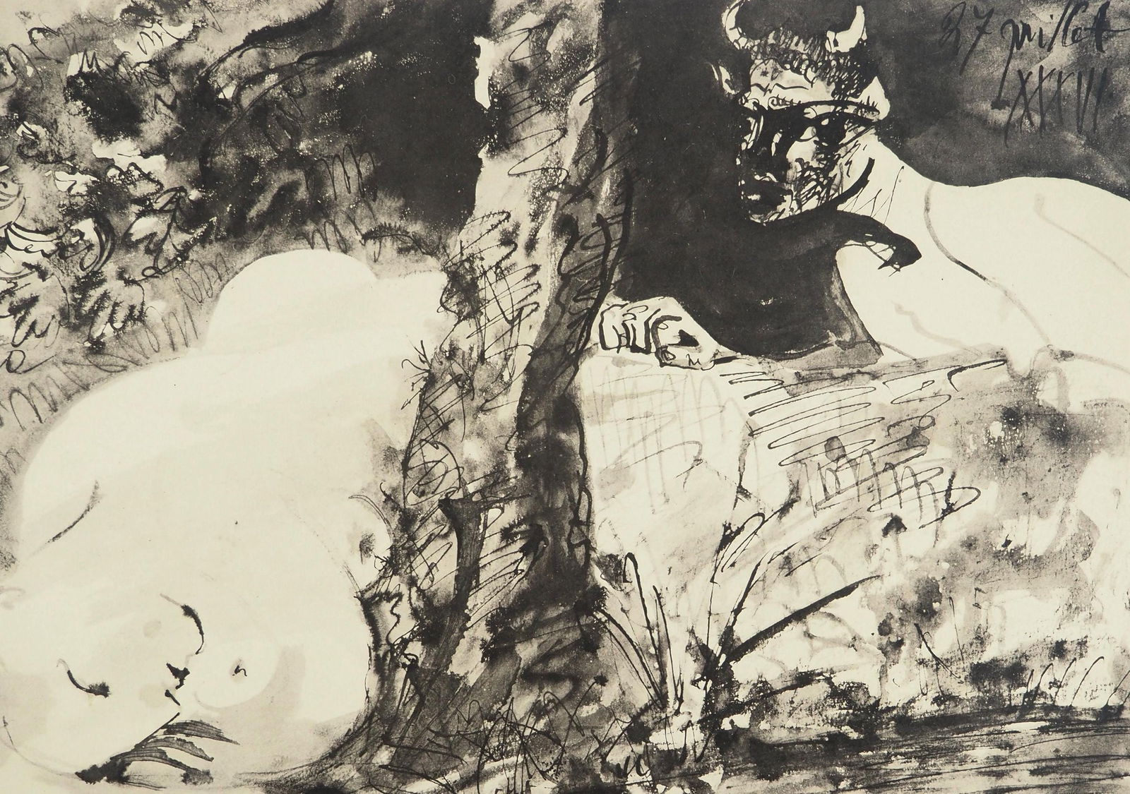 Pablo Picasso, Composition (Orozco 238), Picasso, La flute double, Limited Edition Lithograph (1 of 4)