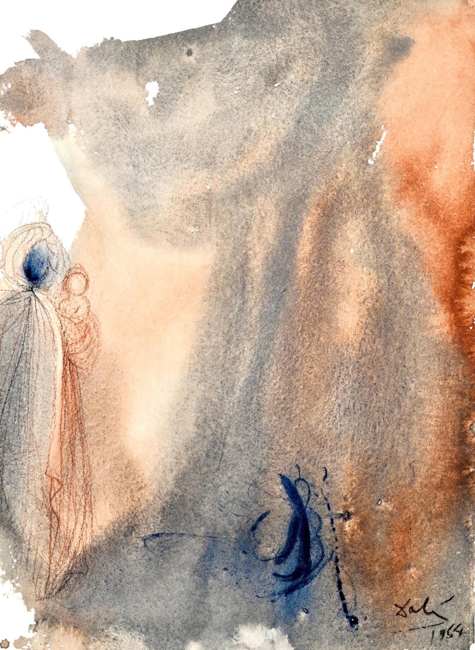 Salvador Dali, Composition (Michler/Lopsinger 1600; Field 69-3), Biblia Sacra, Limited Edition: Lithograph in colors on velin Fabriano charta ex meris pannis "ab alveo" manu fabricata, perlucidis figuris intexta paper. Paper size: 19 x 13.75 inches. Inscription: Signed in the plate and