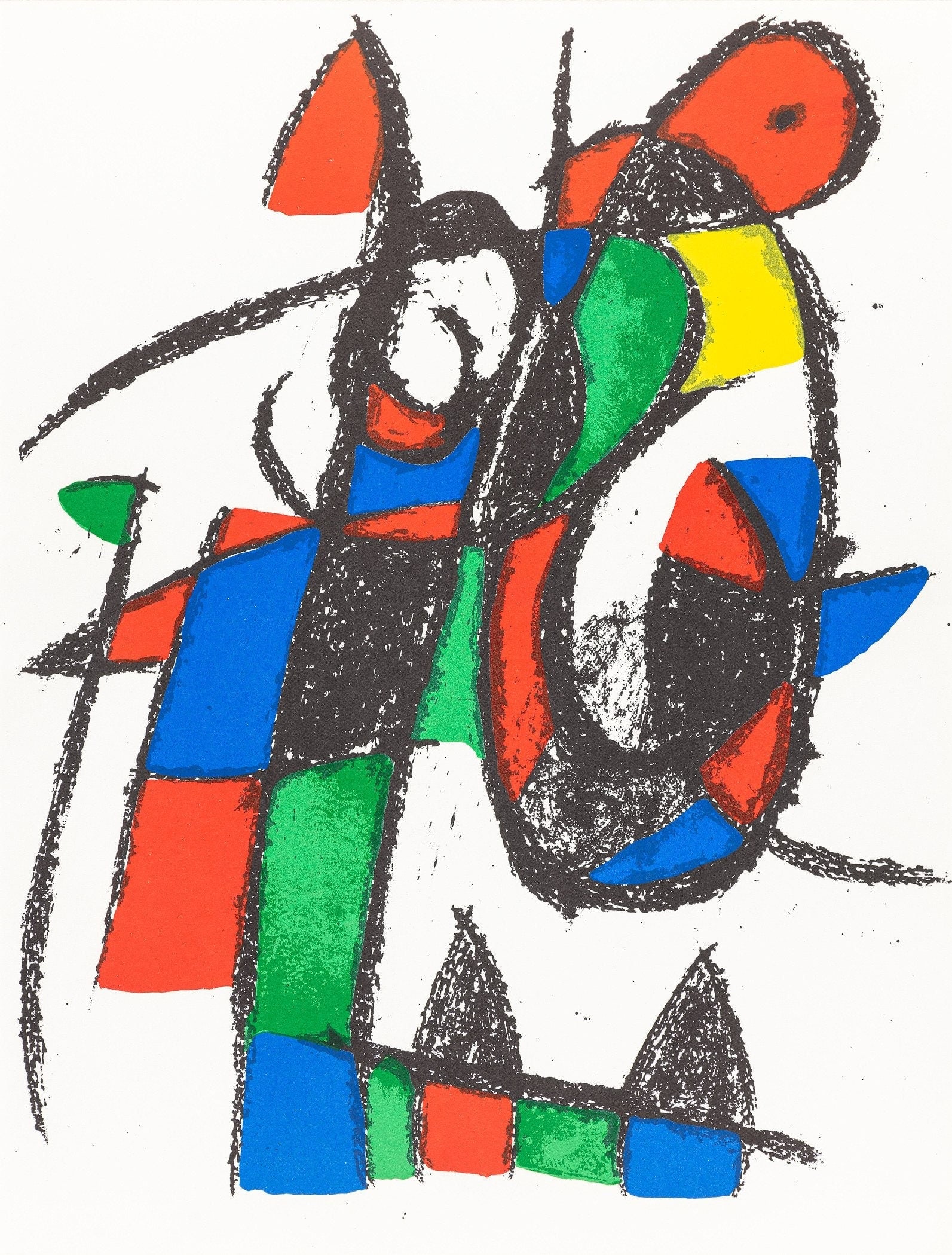 Joan Miro, Composition, (Cramer 198; Mourlot 1038), Joan Miro Lithographs, Limited Edition: Lithograph on velin paper. Inscription: Unsigned and unnumbered. Paper Size: 12.5 x 9.25 inches. Excellent condition. Notes: From the volume, Joan Miro Lithographs, Volume II, 1975. Published by Leon