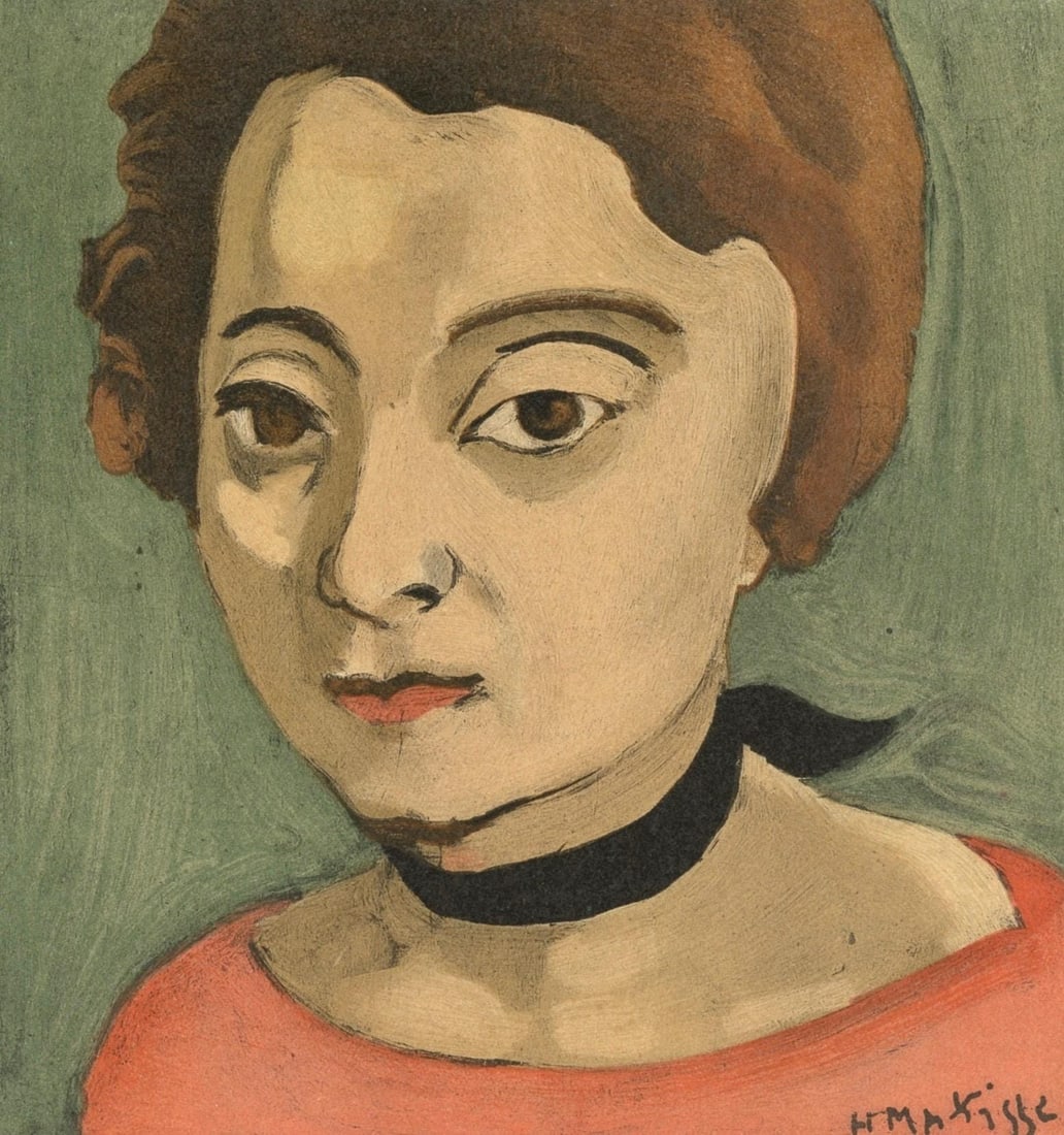 Henri Matisse, Margueritte Matisse, Portraits par Henri Matisse, Limited Edition Lithograph: Lithograph on velin paper, mounted on velin paper backing sheet, as issued. Paper Size: 12 x 9.25 inches; image size: 7.08 x 6.69 inches. Inscription: Signed in the plate and unnumbered, as issued. Co