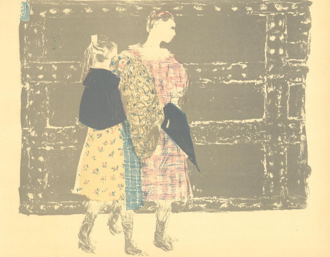 Edouard Vuillard, Sur le Pont de l'Europe, L'œuvre grave de Vuillard, Limited Edition Lithograph: Lithograph on grand velin Renage paper. Inscription: Unsigned and unnumbered, as issued. Paper Size: 9.5 x 12.375 inches; image size: 9.05 x 11.81 inches. Excellent condition. Notes: From the album, L