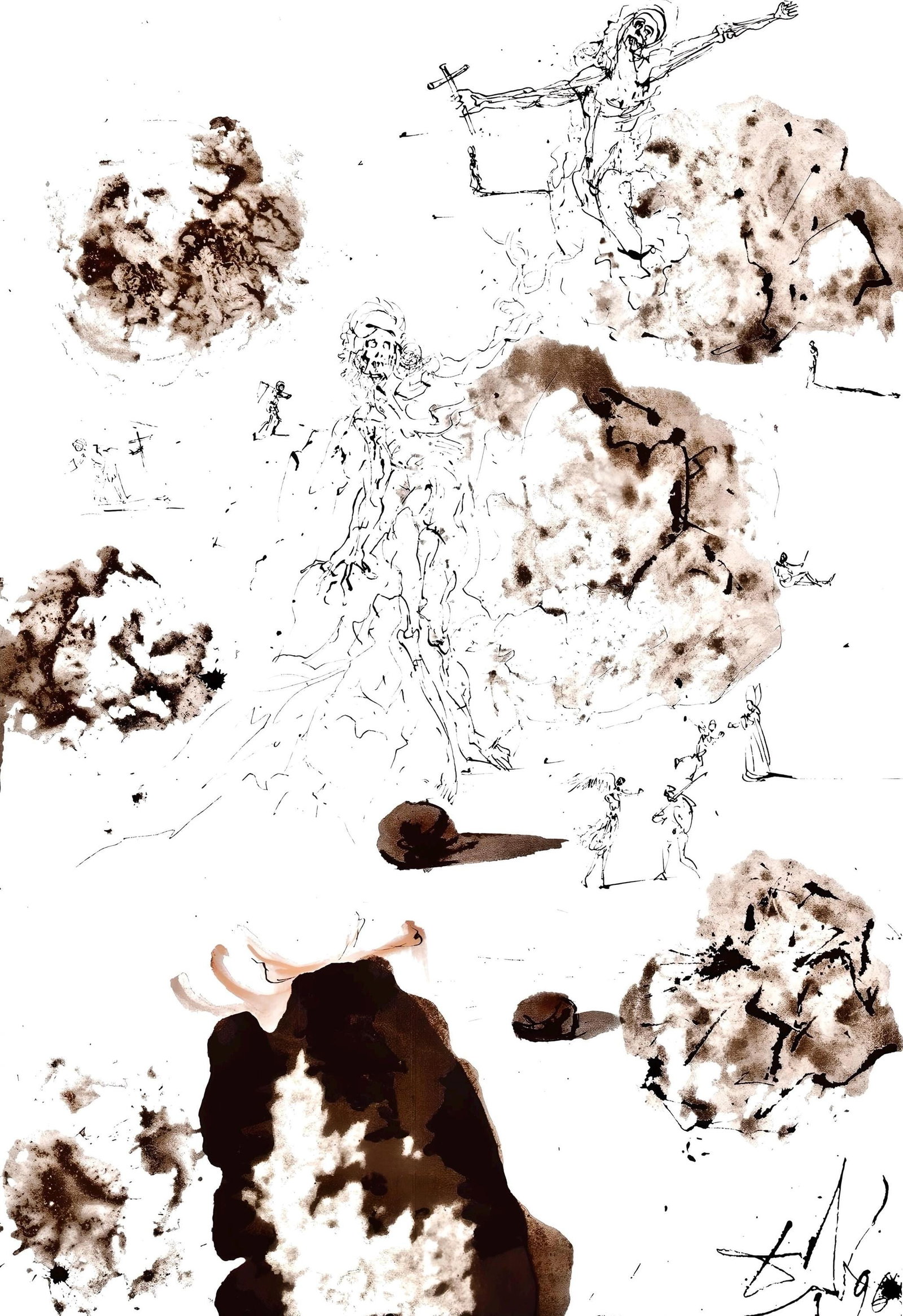 Salvador Dali, Composition (Michler/Lopsinger 1600; Field 69-3), Biblia Sacra, Limited Edition: Lithograph in colors on velin Fabriano charta ex meris pannis "ab alveo" manu fabricata, perlucidis figuris intexta paper. Paper size: 19 x 13.75 inches. Inscription: Signed in the plate and unnumbere