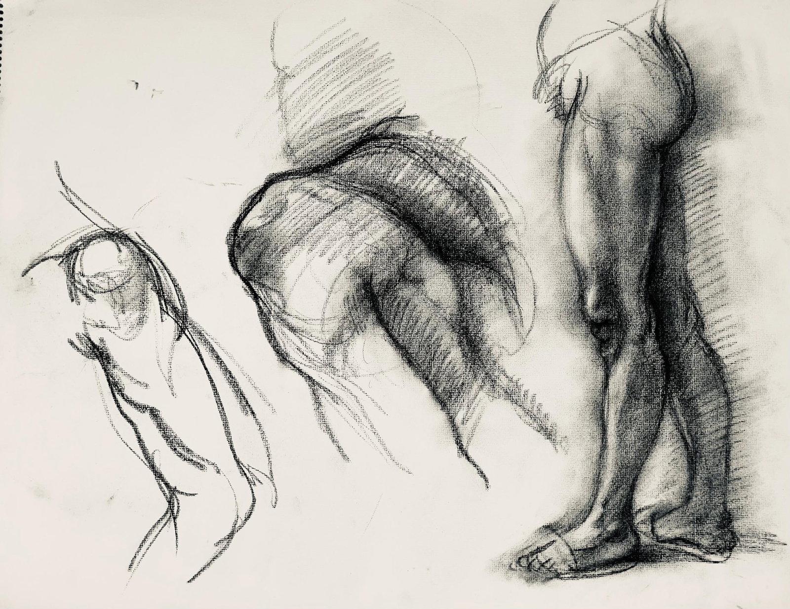 Ian Hornak, Renaissance Male Nude Figure Study, 1963, Original Drawing: Charcoal on velin Strathmore paper, circa 1963. Paper Size: 18 x 23 inches. Good condition, consistent with age. Inscription: Unsigned, Estate stamped, verso. Provenance: Estate of Ian Hornak, East Ha