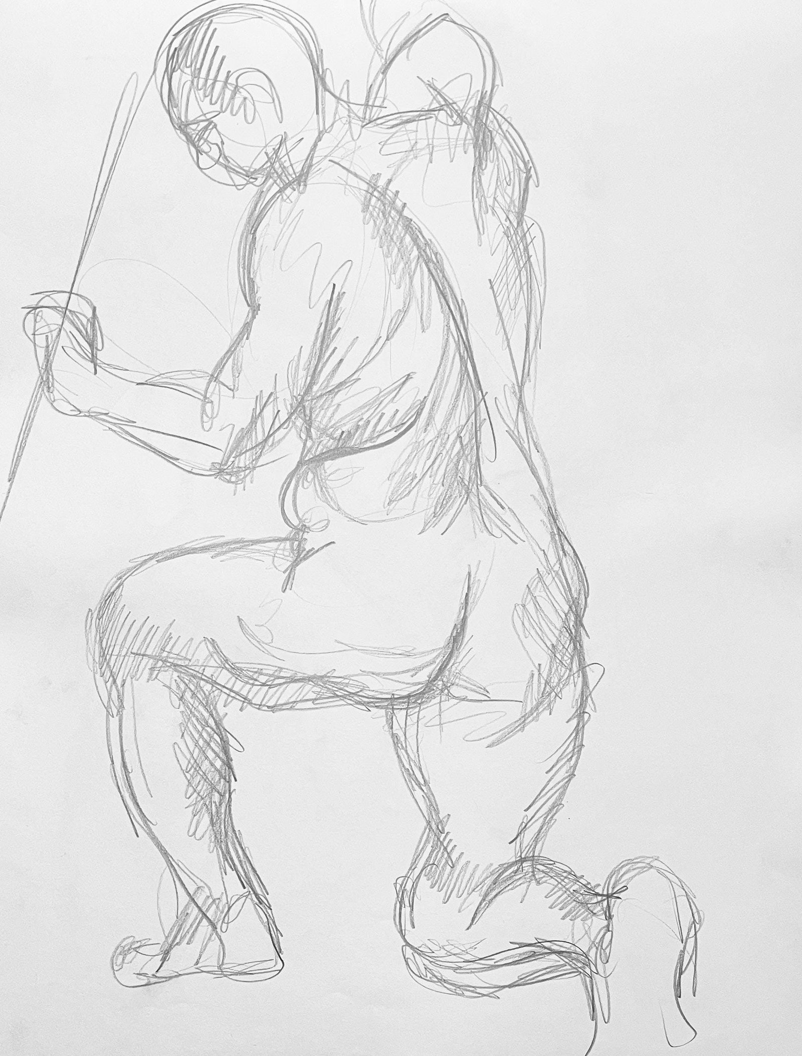 Ian Hornak, Renaissance Male Nude Figure Study, 1963, Original Drawing: Graphite on velin paper, circa 1963. Paper Size: 23 x 18 inches. Good condition, consistent with age. Inscription: Unsigned, Estate stamped, verso. Provenance: Estate of Ian Hornak, East Hampton. Note