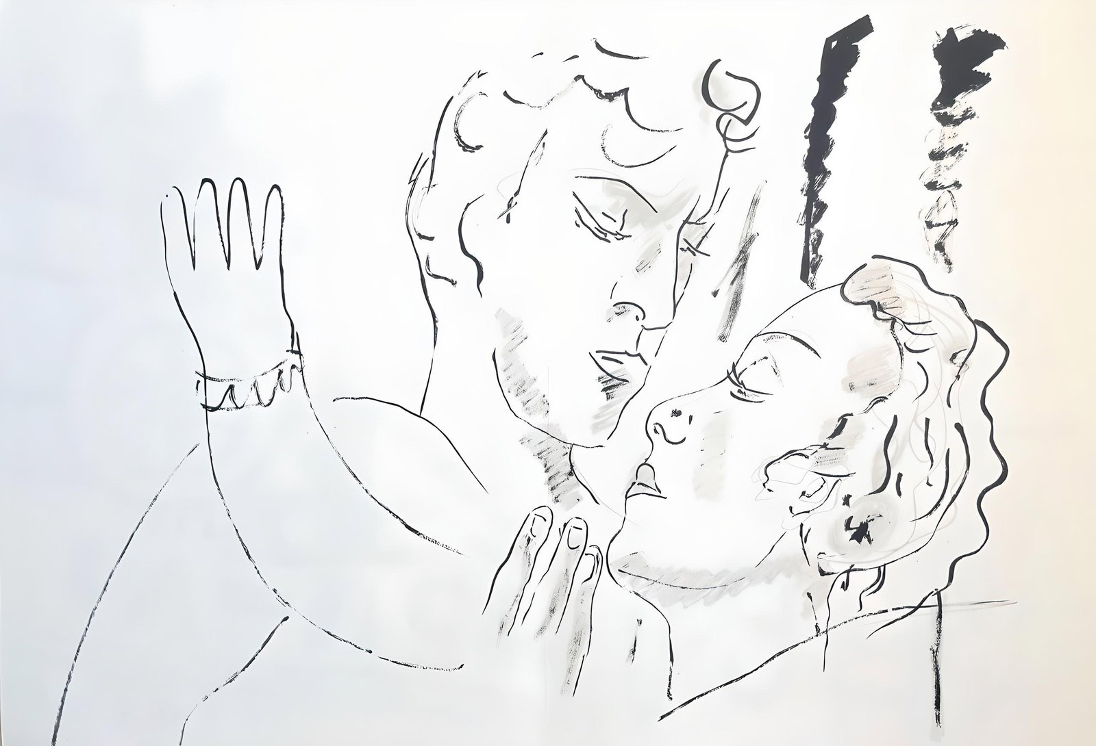 Fernand Leger, Composition, mes voyages: Lithograph on velin bouffant des Papeteries de Hauteville paper. Paper Size: 13.78 x 19.68 inches. Excellent condition, with centerfold, as issued. Unsigned and unnumbered, as issued. Notes: From the