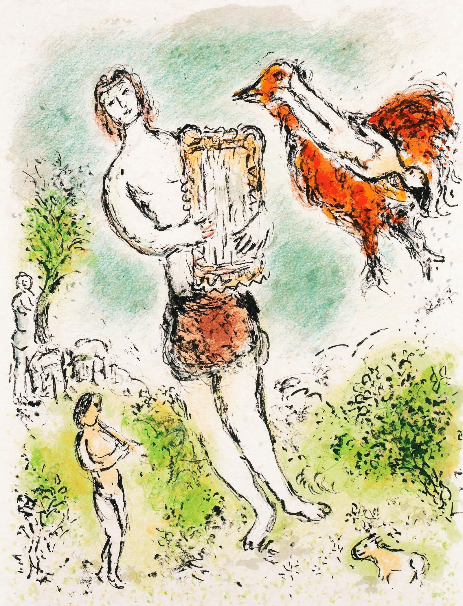 Marc Chagall, Theoclymenus, Homer, Die Odyssee, Limited Edition Lithograph: Lithograph on 250 g/m2 Butten Papierwerke Miliani AG, Fabriano paper. Paper Size: 14.88 x 11.69 inches. Inscription: Unsigned and unnumbered, as issued. Condition: Very good/excellent, consistent with