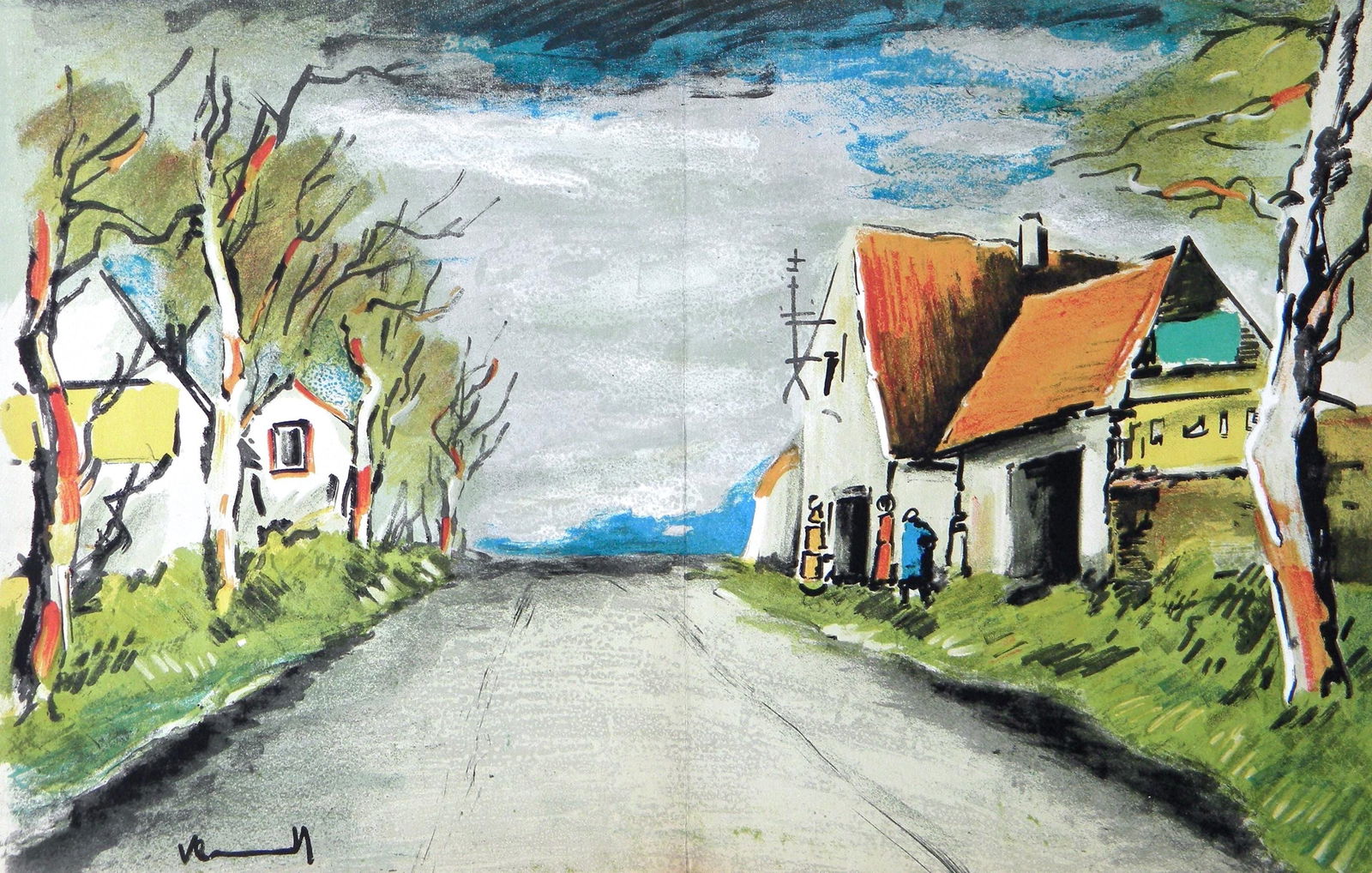 Maurice de La route (Walterskirchen 273-2), Vlaminck, Signed, Limited Edition Lithograph: Lithograph on velin paper. Inscription: Signed in the plate and unnumbered, as issued. Paper Size: 12.25 x 19 inches, with centerfold, as issued. Catalogue raisonne references: Walterskirchen, Katalin