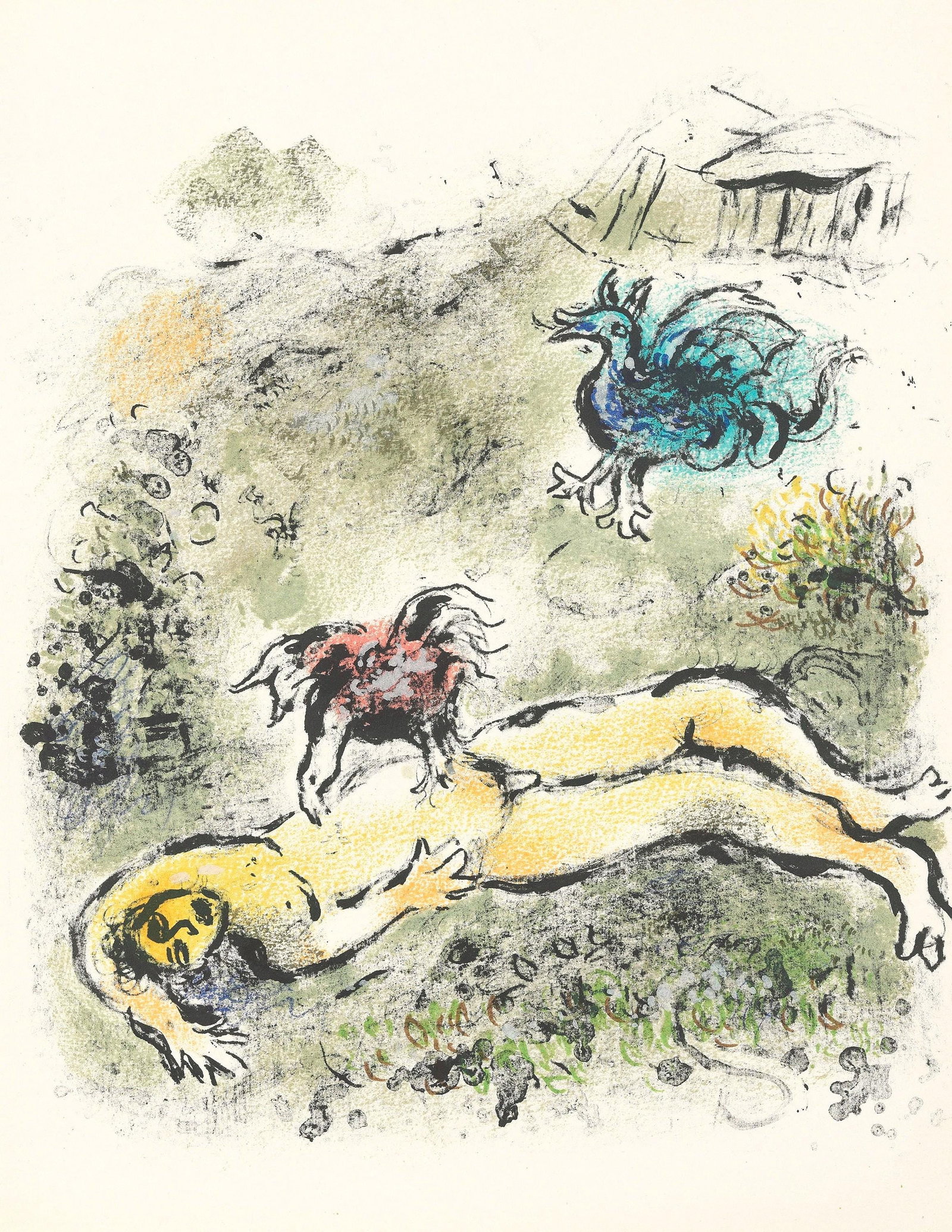 Marc Chagall, Tityos, Homer, Die Odyssee, Limited Edition Lithograph: Lithograph on 250 g/m2 Butten Papierwerke Miliani AG, Fabriano paper. Paper Size: 14.88 x 11.69 inches. Inscription: Unsigned and unnumbered, as issued. Condition: Very good/excellent, consistent with