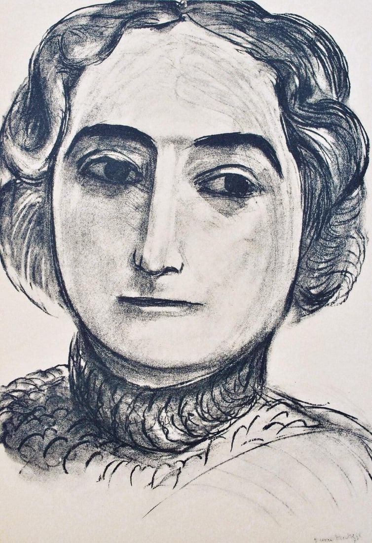 Henri Matisse, Mademoiselle Claribel Cone, Portraits par Henri Matisse, Limited Edition Heliogravure: Heliogravure on velin paper, mounted on velin paper backing sheet, as issued. Paper Size: 12 x 9.25 inches; image size: 9.05 x 6.3 inches. Inscription: Signed in the plate and unnumbered, as issued. C