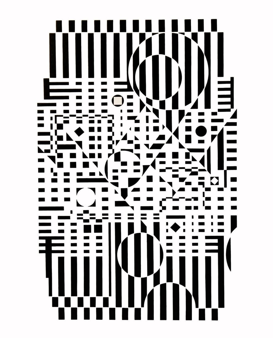 Victor Vasarely, Composition, Croisees, Limited Edition Heliogravure: Silkscreen on 280 gm M2 gloss paper. Good condition. Notes: From the folio, Croisees, 1973. Published and printed by Editions du Griffon, Neuchatel, Switzerland, 1973. VICTOR VASARELY (1908-1997) Inte
