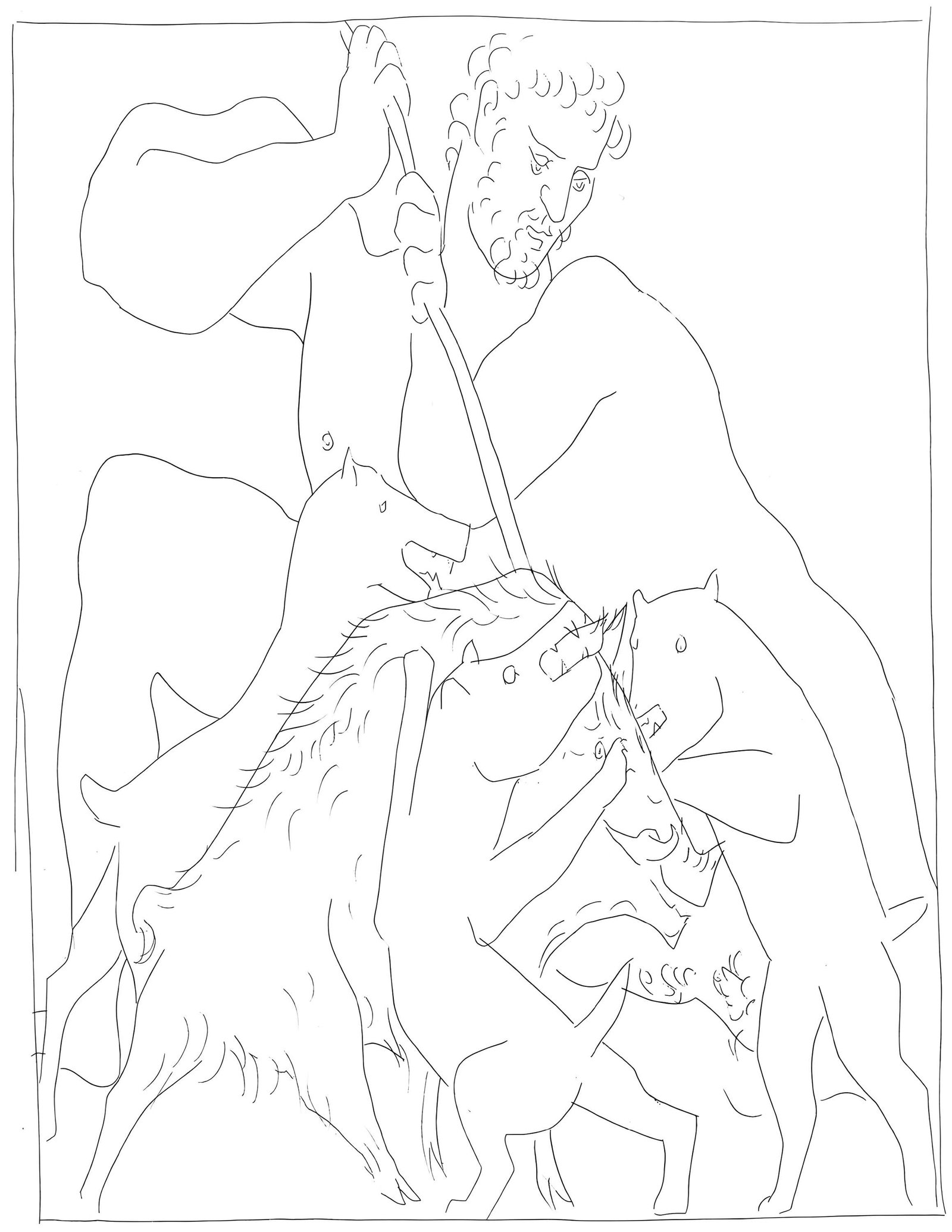 Pablo Picasso, Meleagre tue le sanglier de Calydon, Les Metamorphoses, Limited Edition Lithograph: Lithograph on velin papier Verge fin blanc des papeteries de Bellerive paper. Paper size: 11.02 x 8.66 inches. Inscription: Unsigned and unnumbered, as issued. Condition: Very good/excellent, consiste