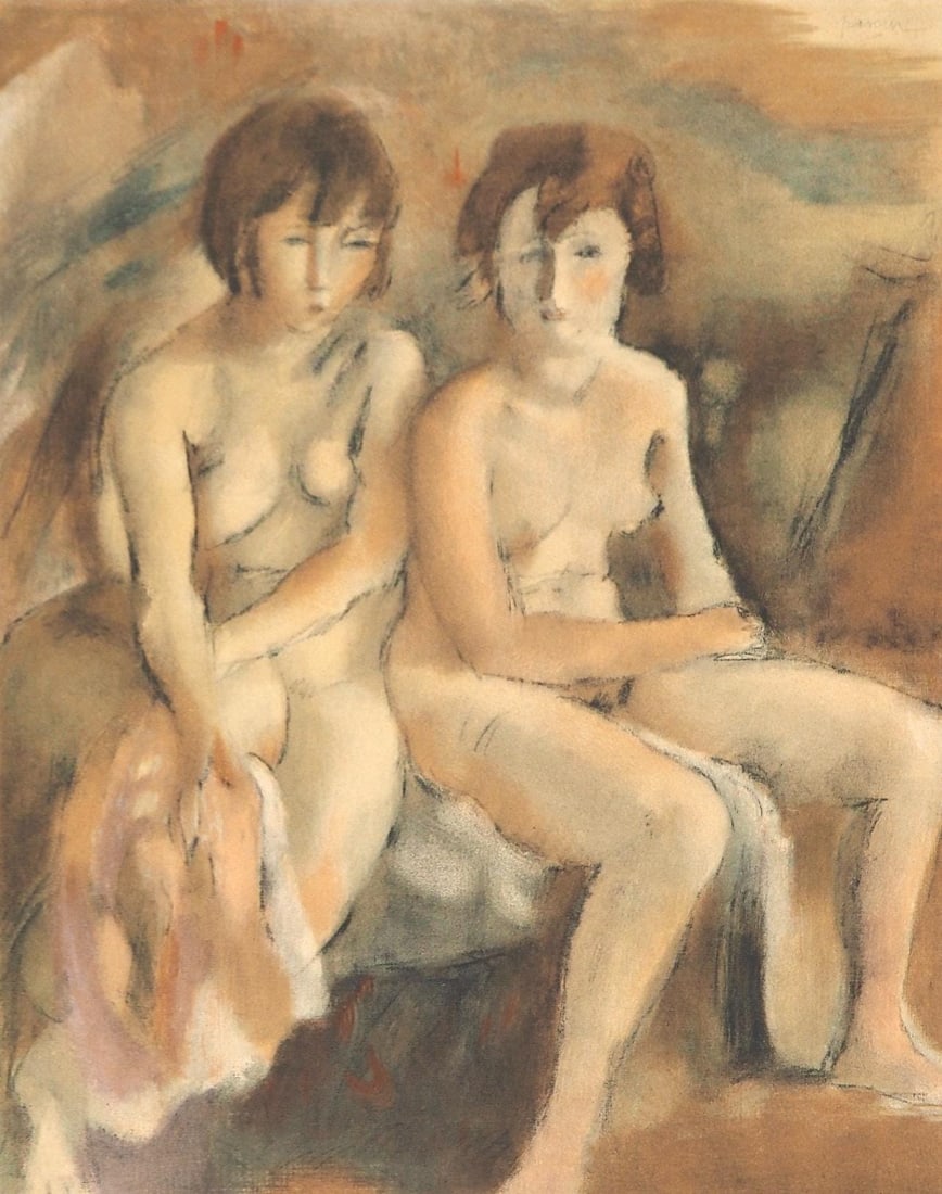 Jules Pascin, Deux nus, Pascin, Limited Edition Lithograph: Lithograph on grand velin Renage paper. Paper size: 12.25 x 9.5 inches. Excellent condition. Inscription: Unsigned and unnumbered, as issued. Notes: From the album, Pascin, 1954. Published by Editions