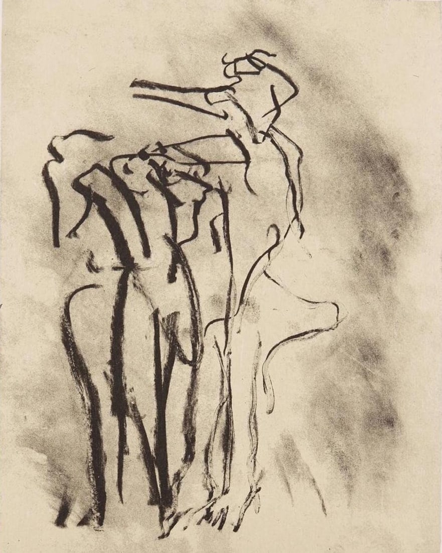 Willem de Kooning, Composition, Poems, Limited Edition Lithograph: Lithograph on papier Kitakata a la main, mounted on papier Cartiere Enrico Magnani a la main paper, as issued. Paper Size: 23.5 x 19 inches. Excellent condition. Inscription: Unsigned and unnumbered,