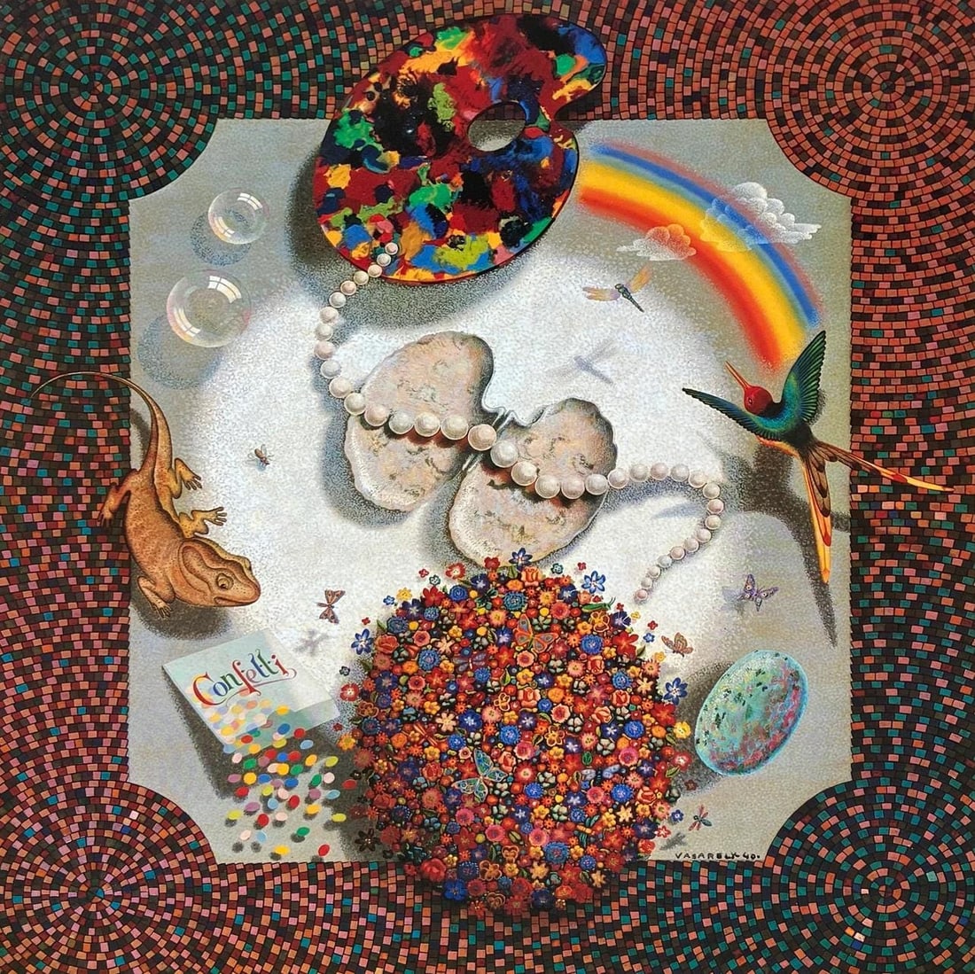 Victor Vasarely, Composition, Graphismes II, Limited Edition Heliogravure: Heliogravure on 280 gm M2 gloss paper. Paper Size: 10.63 x 10.63 inches. Excellent condition. Notes: From the folio, Graphismes II, 1977. Published and printed by Editions du Griffon, Neuchatel, Switz