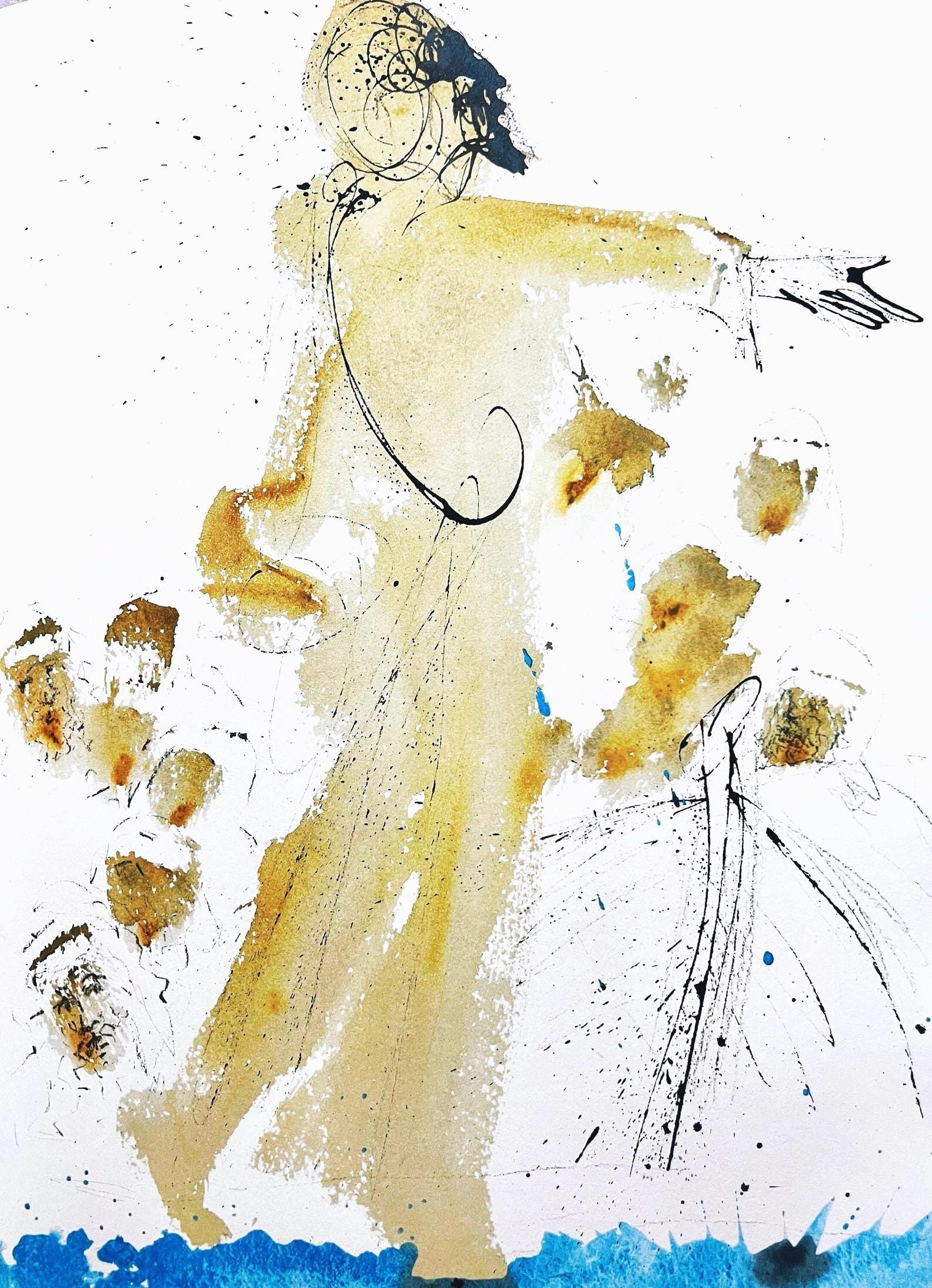 Salvador Dali, Composition (Michler/Lopsinger 1600; Field 69-3), Biblia Sacra, Limited Edition: Lithograph in colors on velin Fabriano charta ex meris pannis "ab alveo" manu fabricata, perlucidis figuris intexta paper. Paper size: 19 x 13.75 inches. Inscription: Signed in the plate and unnumbere