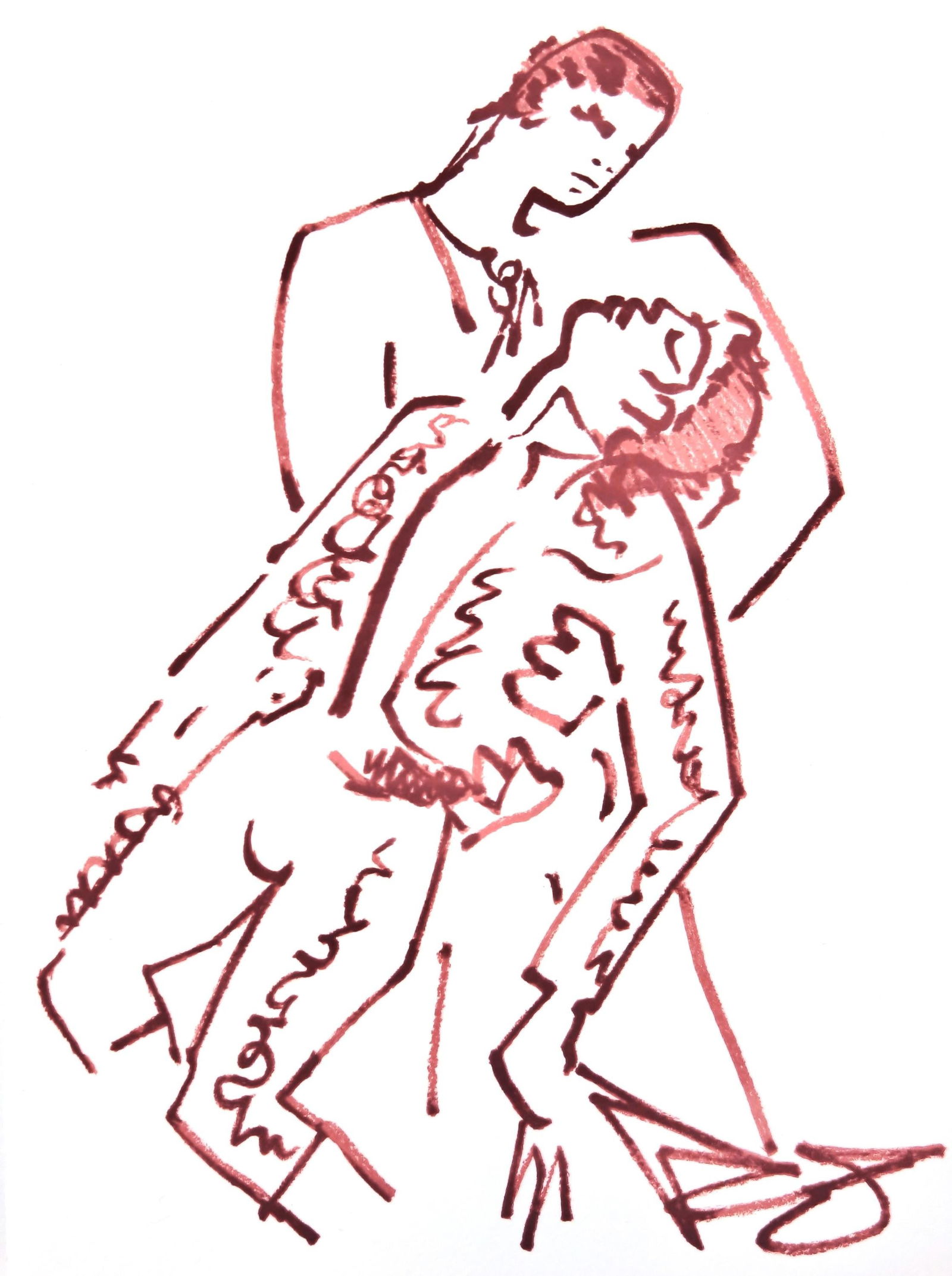 Jean Cocteau, Le torero blesse, Taureaux, Lithographies de Jean Cocteau, Limited Edition Lithograph: Lithograph on velin de Rives paper. Paper Size: 15 x 11 inches. Inscription: Unsigned and unnumbered, as issued. Condition: Very good/excellent, consistent with age. Notes: From the folio, Taureaux,