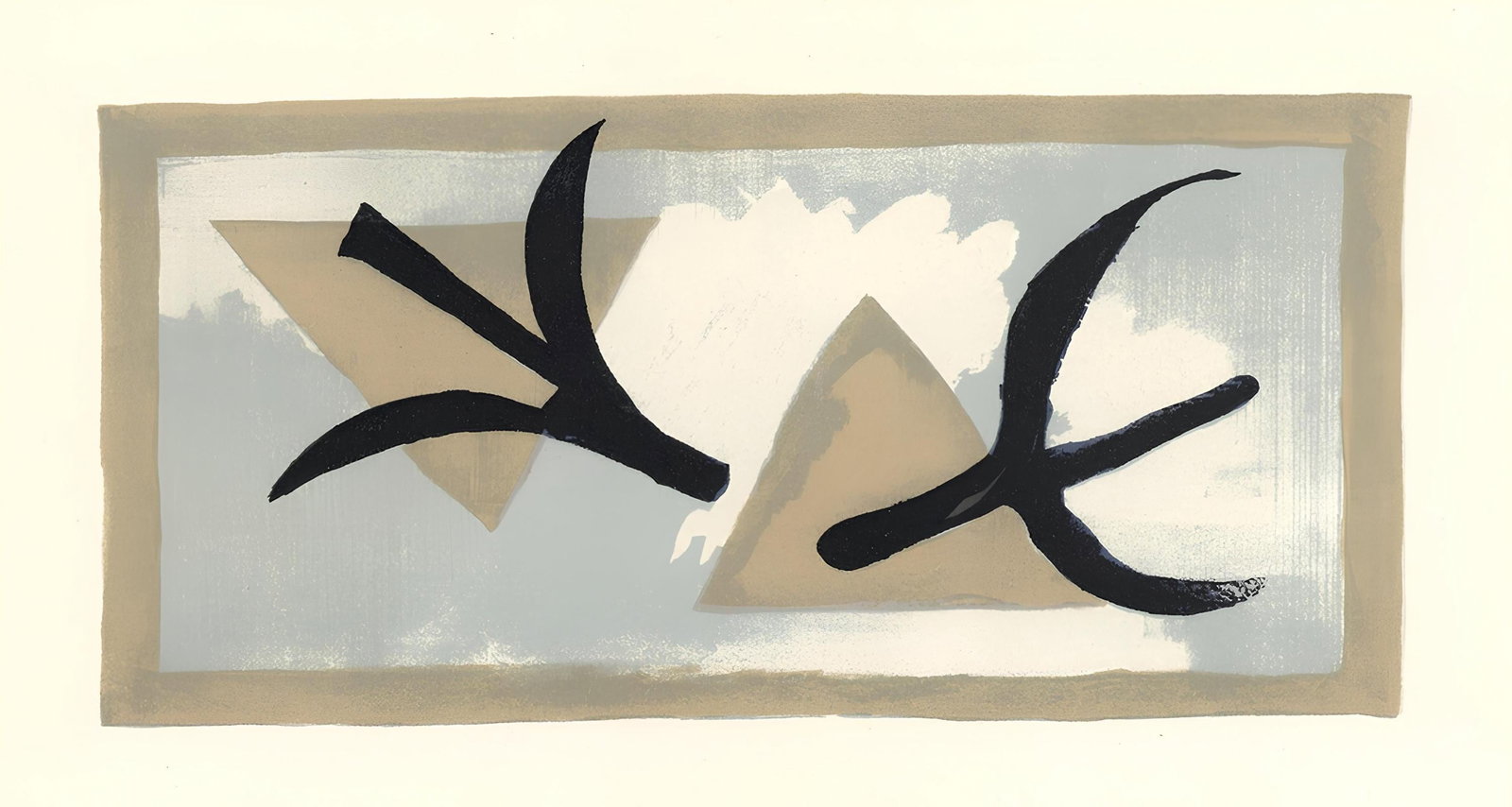 Georges Braque, Les martinets (Maeght 1036), Derriere le miroir, Limited Edition Lithograph: Lithograph on velin paper. Paper Size: 15 x 11 inches. Excellent condition. Inscription: Unsigned and unnumbered, as issued. Notes: From Derriere le miroir, N deg 115, 1959. Published by Aime Maeght,
