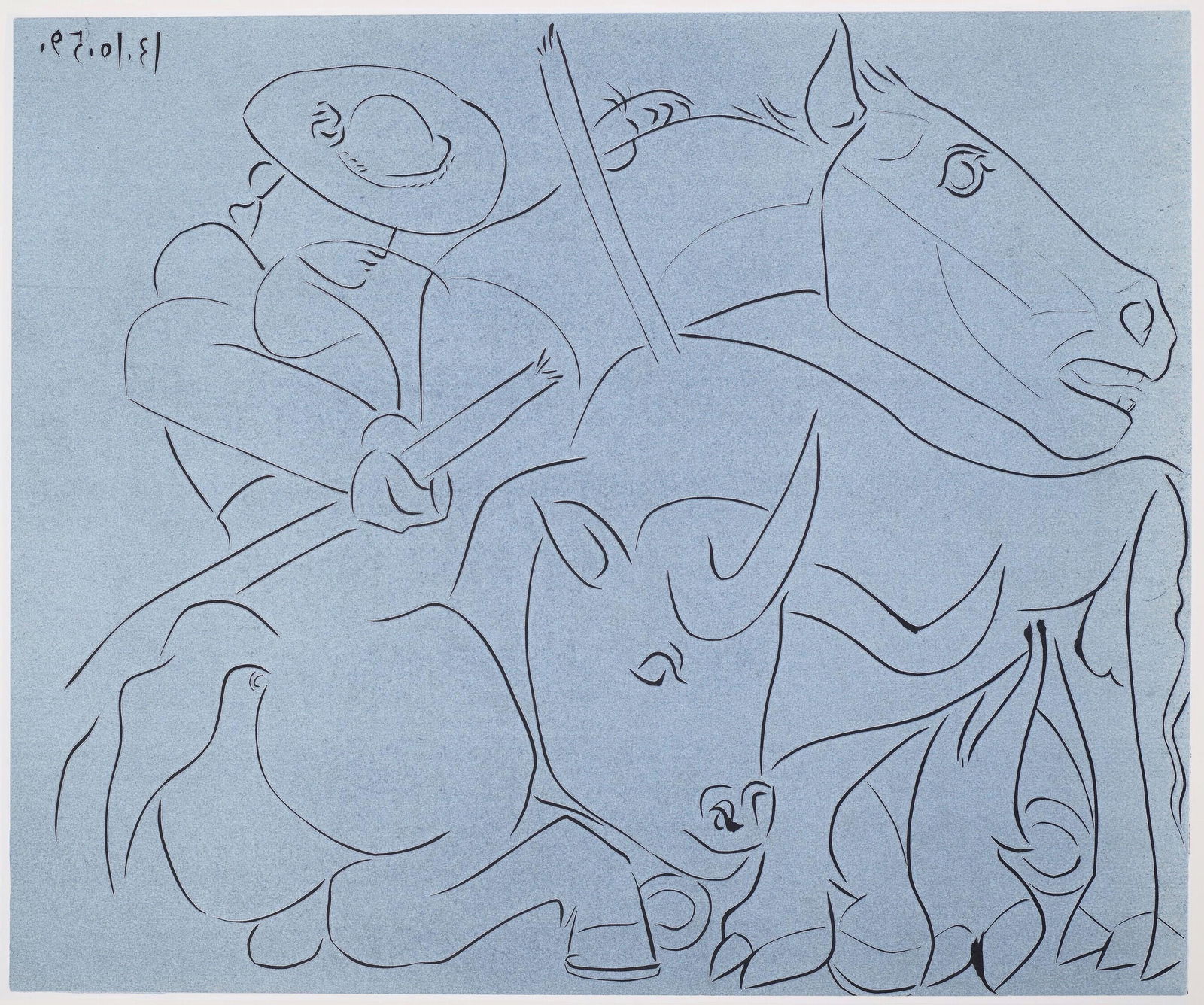 Pablo Picasso, La Pique cassee (Orozco 214), Grabados al linoleo, Limited Edition Linocut (1 of 4)
