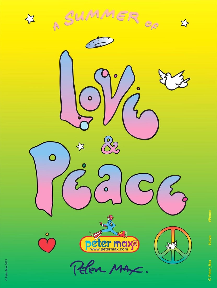 Peter Max, Summer of Love & Peace, 2013, Hand Signed, Official Edition Offset Lithograph (1 of 4)