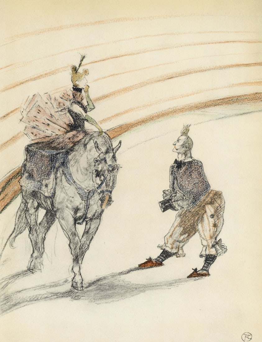 Henri de Toulouse-Lautrec, Ecuyere de panneau, The Circus by Toulouse-Lautrec, Limited Edition: Lithograph on velin paper. Unsigned and unnumbered. Paper Size: 12.125 x 9.25 inches. Excellent condition. Notes: From the album, The Circus by Toulouse-Lautrec, 1952. Published the Paris Book