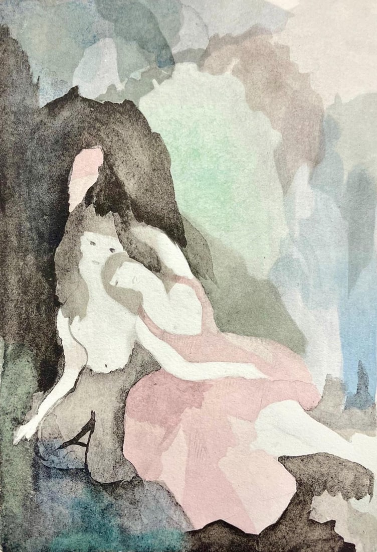 Marie Laurencin, Composition, Marie Laurencin, Limited Edition Lithograph: Lithograph and stencil on Lafuma-Navarre wove paper. Unsigned and unnumbered, as issued. Paper size: 10.43 x 8.46 inches. Excellent condition. Notes: From the volume, Marie Laurencin, 1928. Published