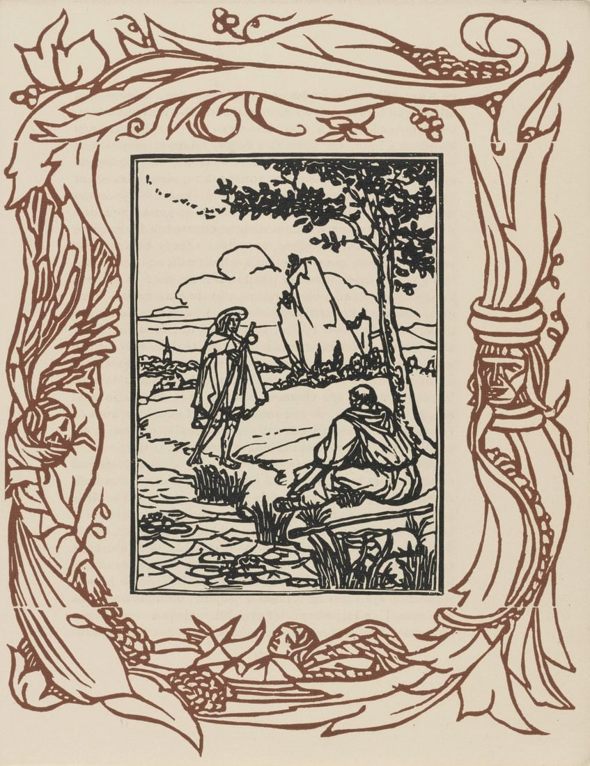 Emile Bernard, Composition (Morane, No. 100), Les Petites Fleurs de St. Francoise, Limited Edition: Wood engraving on verge d'Arches paper. Paper size: 12.8125 x 9.8125 inches. Excellent condition. Unsigned and unnumbered, as issued. Notes: From the volume, Les Petites Fleurs de St. Francois, 1928.